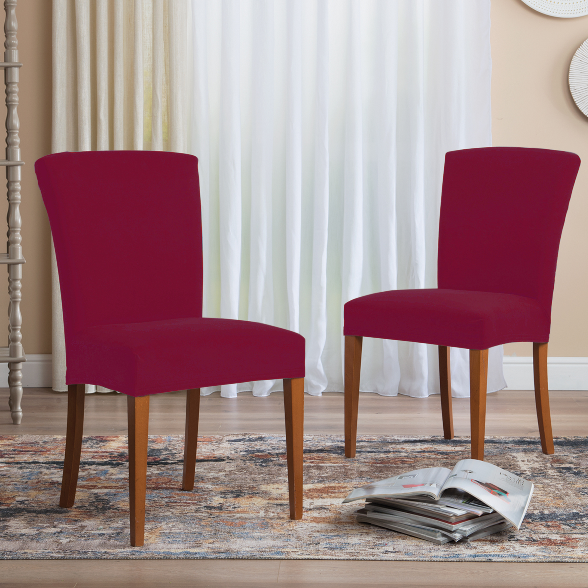 Pair of Chair Covers With Backrest Perfecto Bielastic rosso Scudo