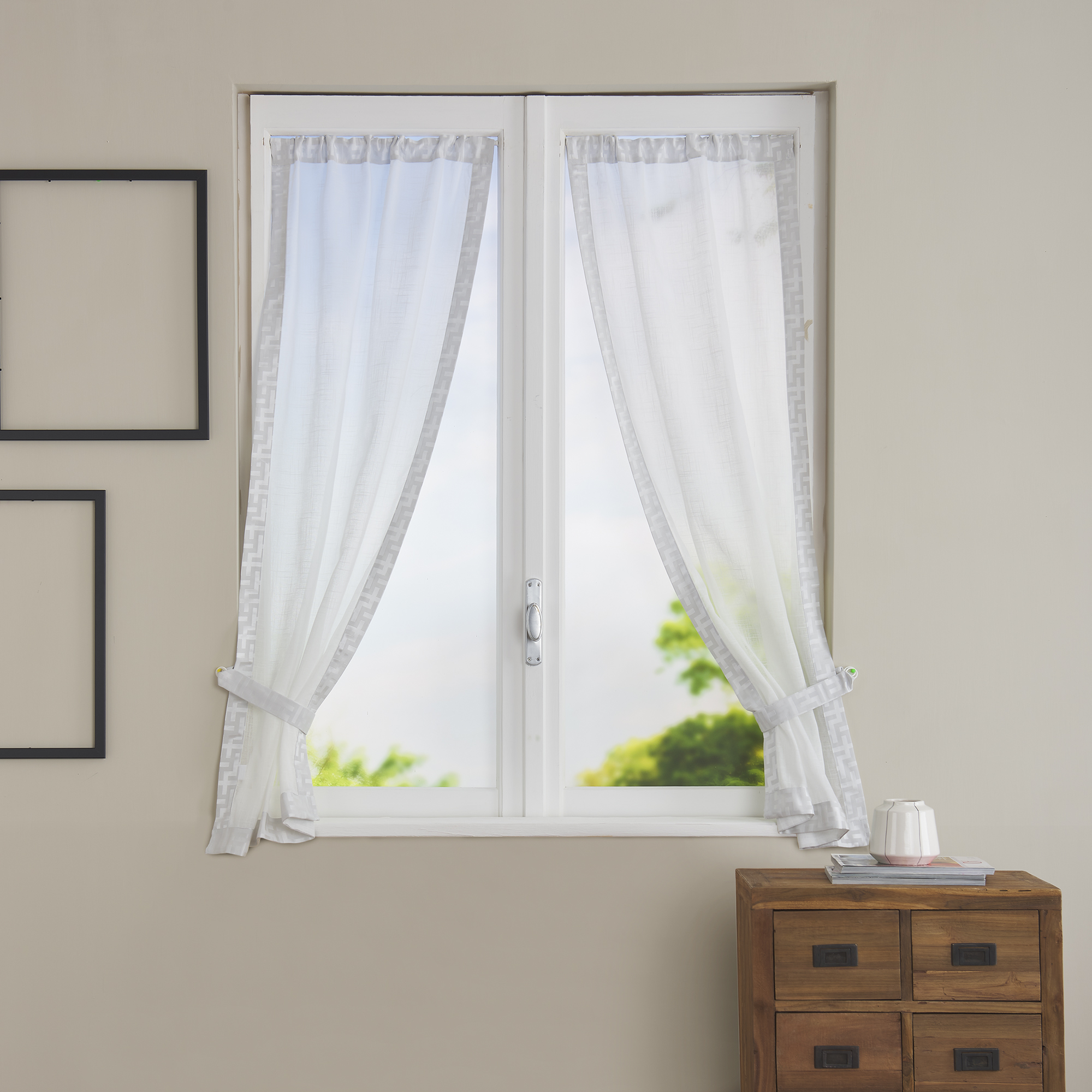 CASAbella Tendine Ricamate Per Finestra 2 Pannelli - Modello Malvina, Bianco 60x150 Cm - 2