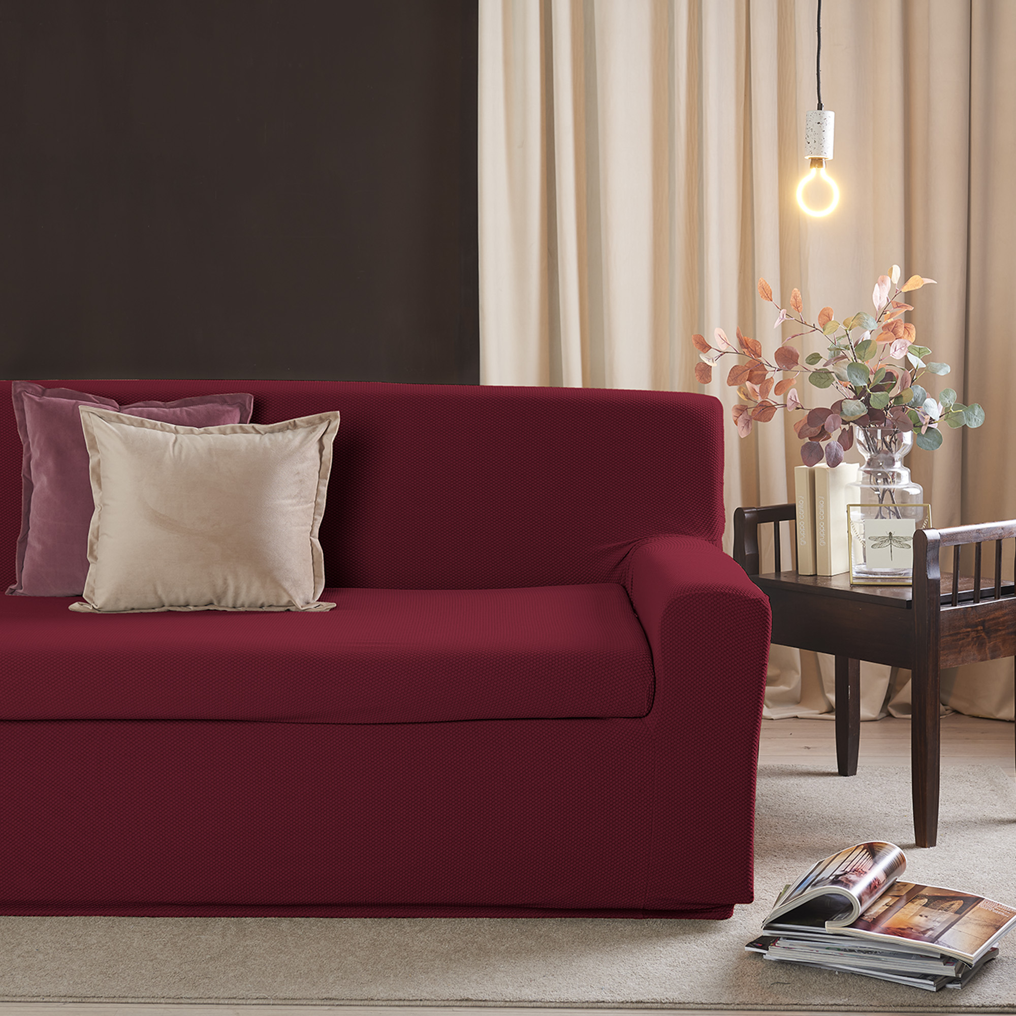 Bi-elastic slipcover Leonardo bordeaux Scudo