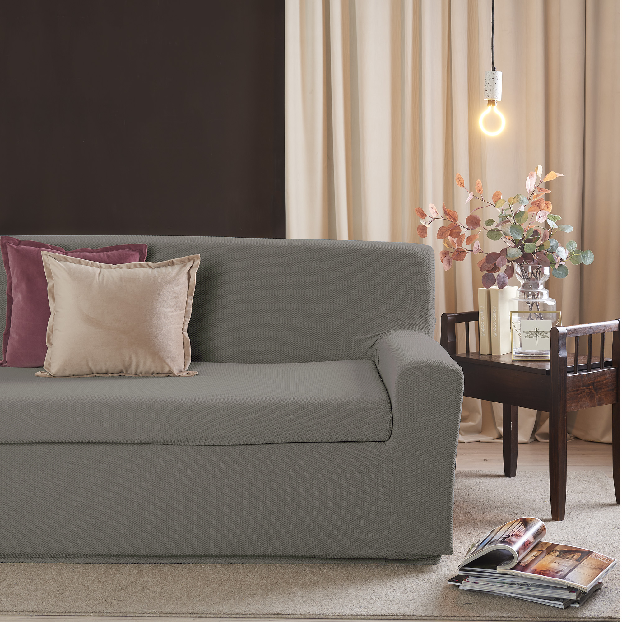 Bi-elastic slipcover Leonardo grigio chiaro Scudo