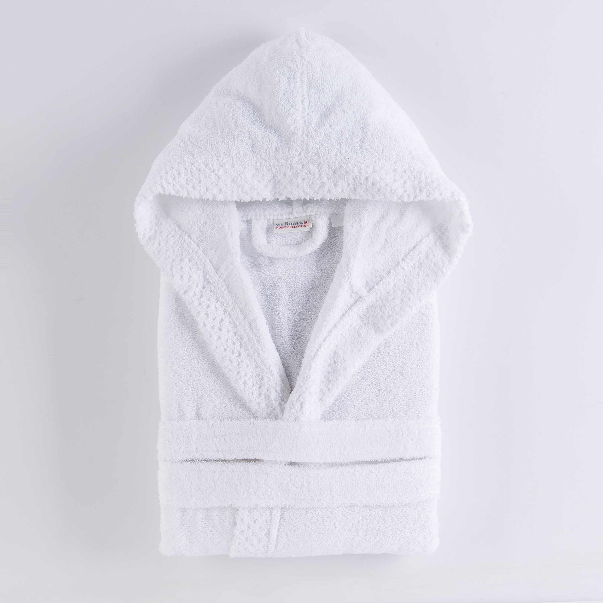Check robe with hood bianco Via Roma 60
