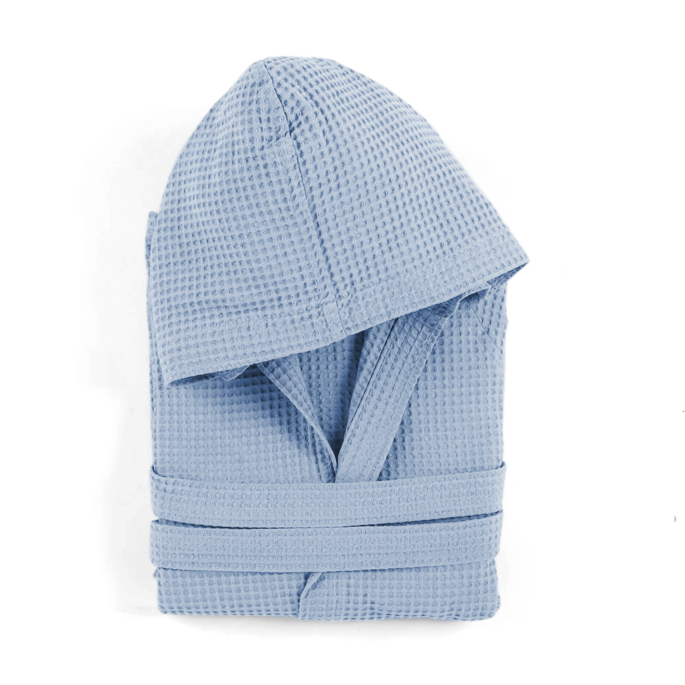 Incas Honeycomb Hooded Bathrobe azzurro Maè