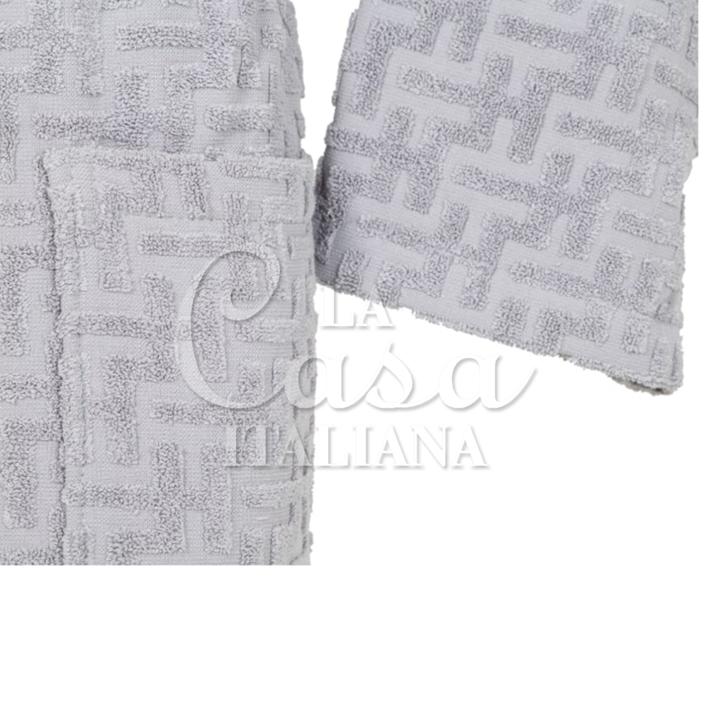 Trendy Hooded Towelling Bathrobe grigio Via Roma 60