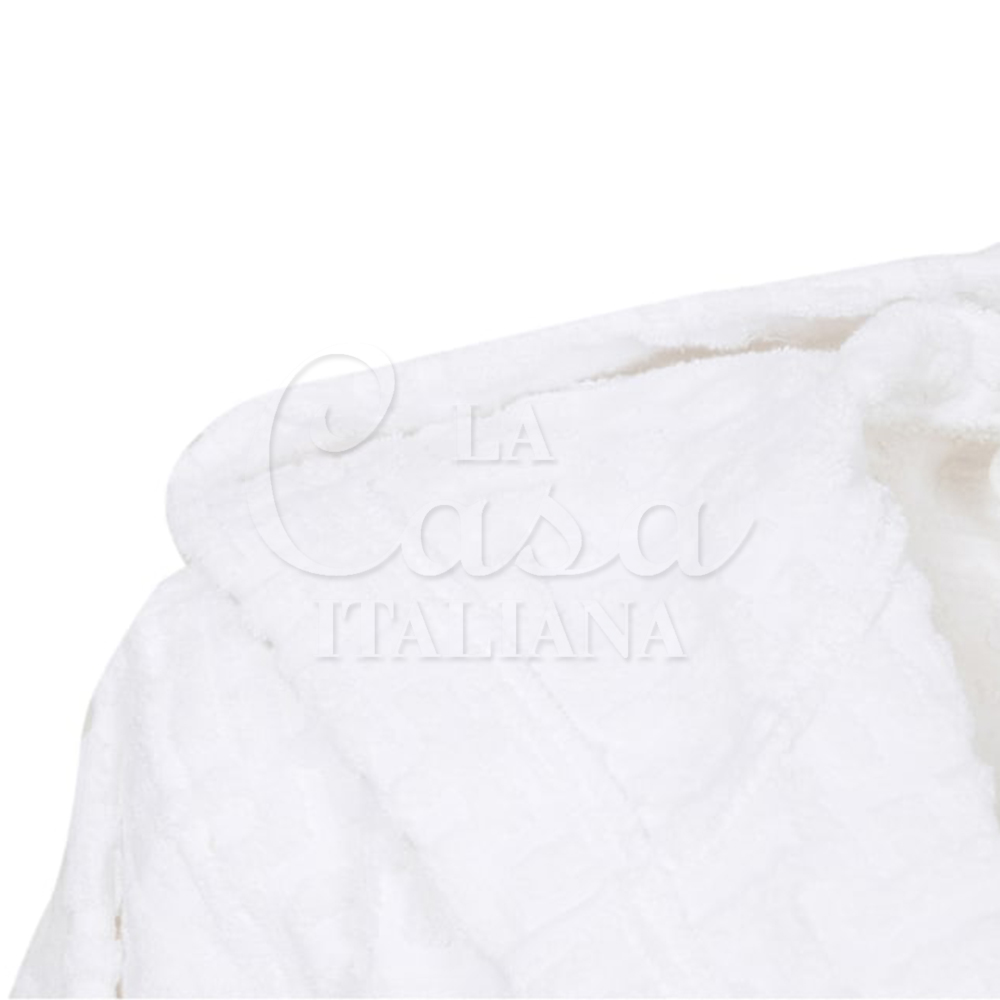 Trendy Hooded Towelling Bathrobe bianco Via Roma 60
