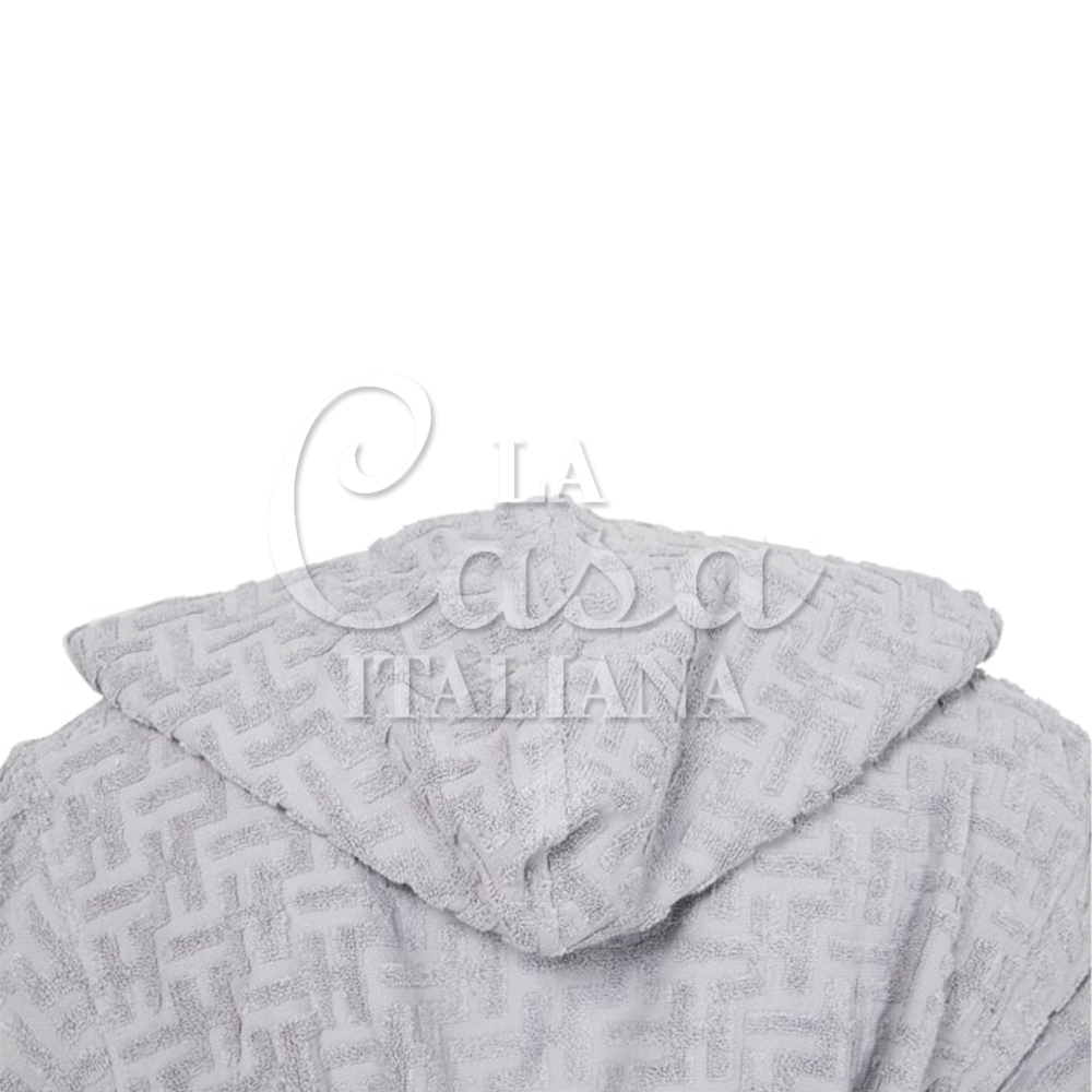 Trendy Hooded Towelling Bathrobe grigio Via Roma 60