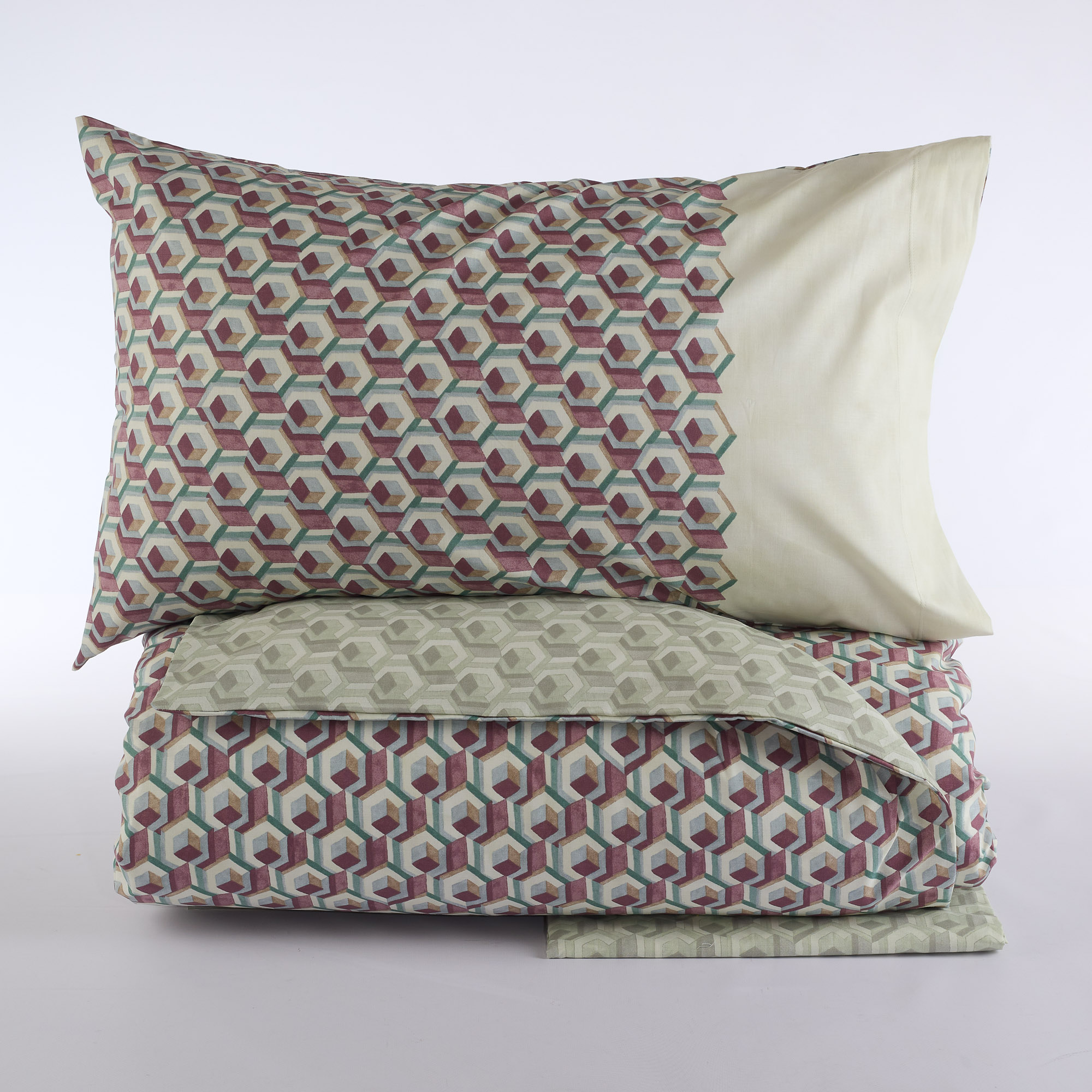 Complete Duvet Cover Cubi bordeaux Maè