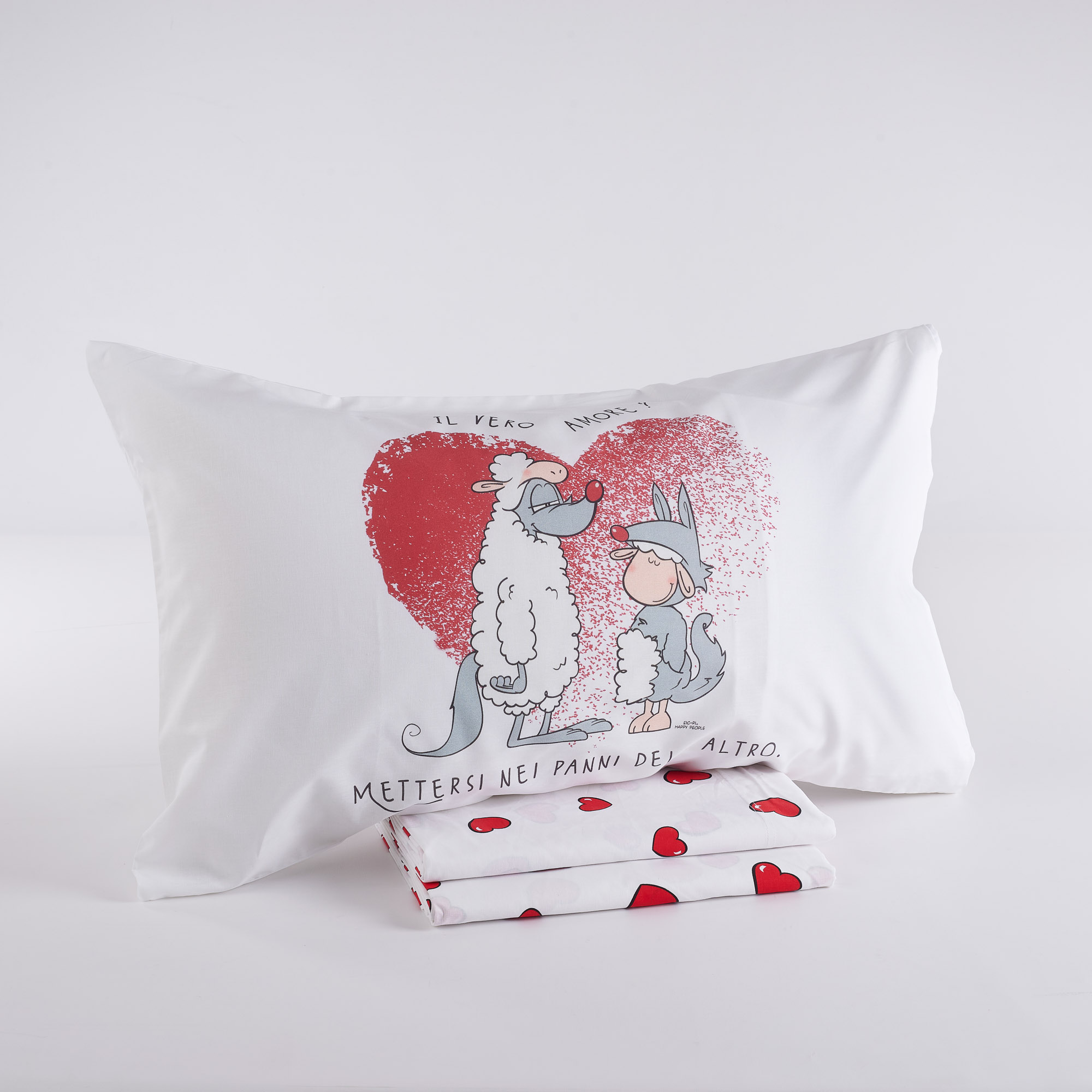 Completo Lenzuola Amore Vero rosso Happy People