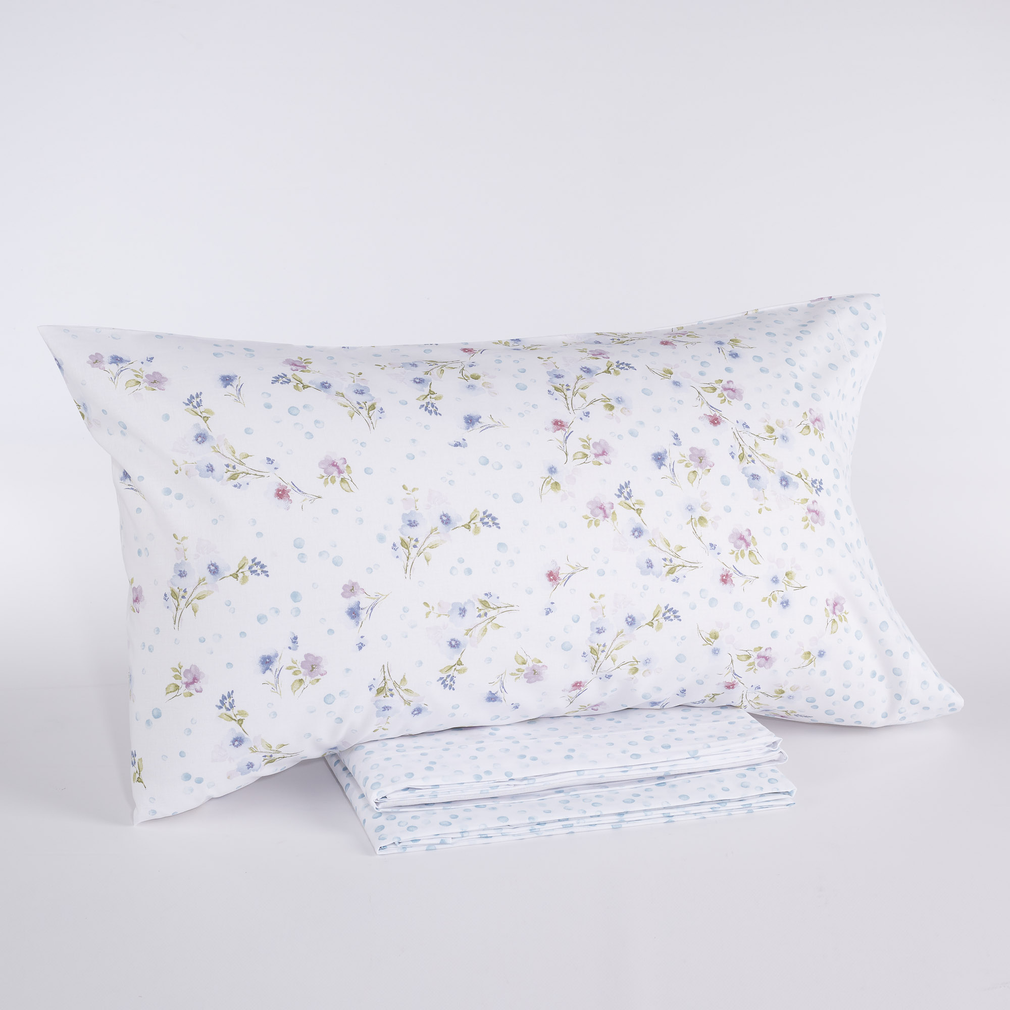 Completo Lenzuola Arya in Cotone azzurro Maè