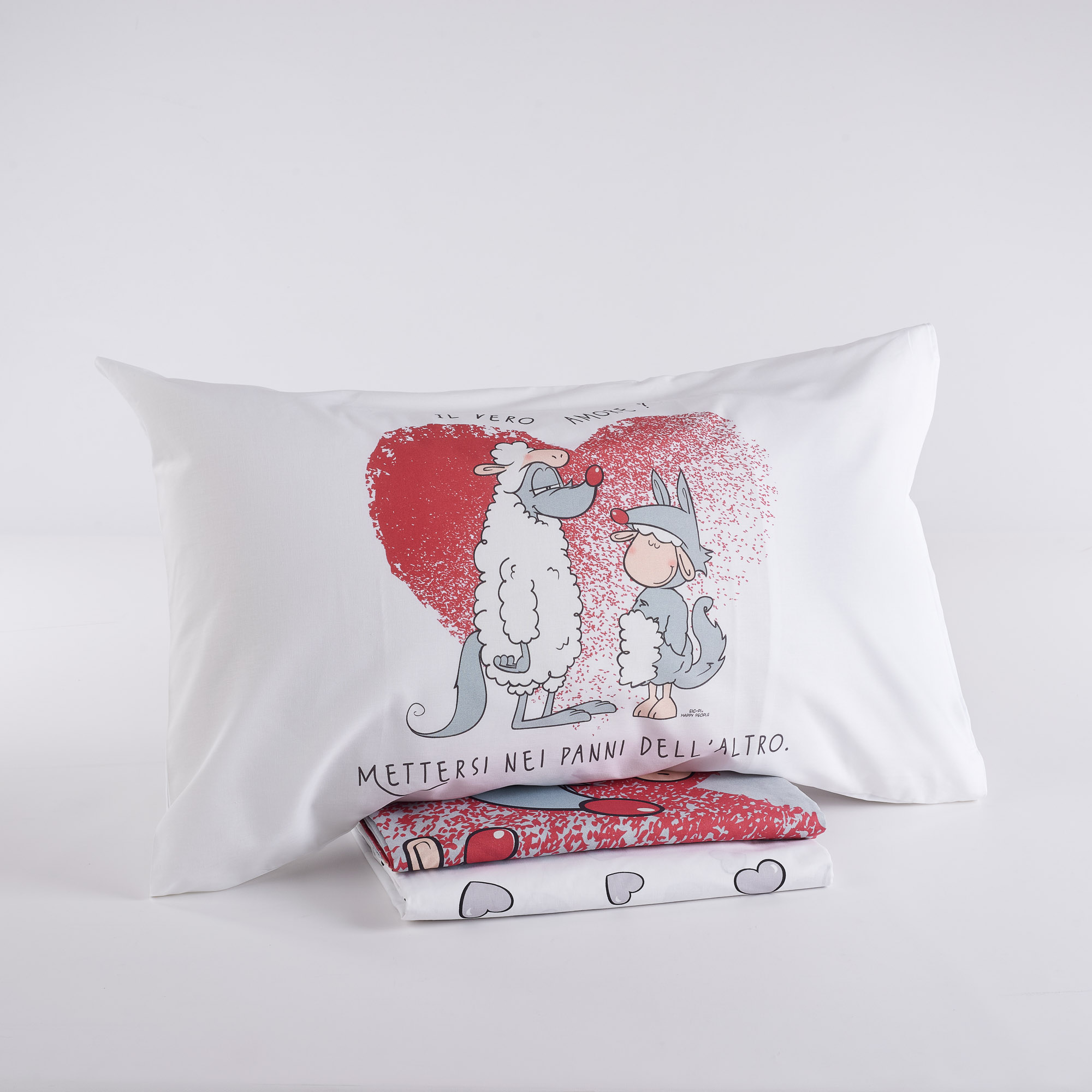 Completo Lenzuola Copriletto Amore Vero perla Happy People
