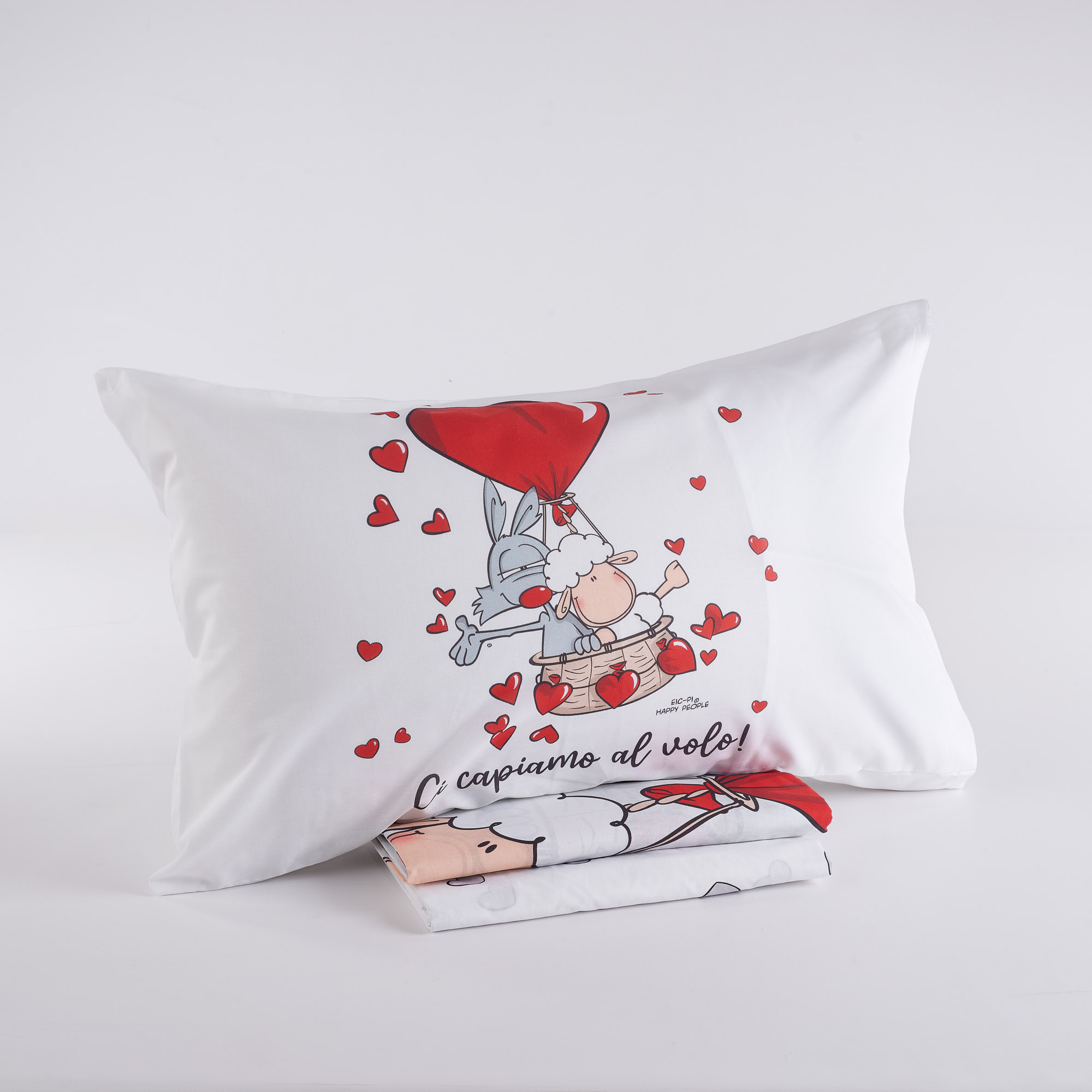 Completo Lenzuola Copriletto Capirsi Al Volo perla Happy People