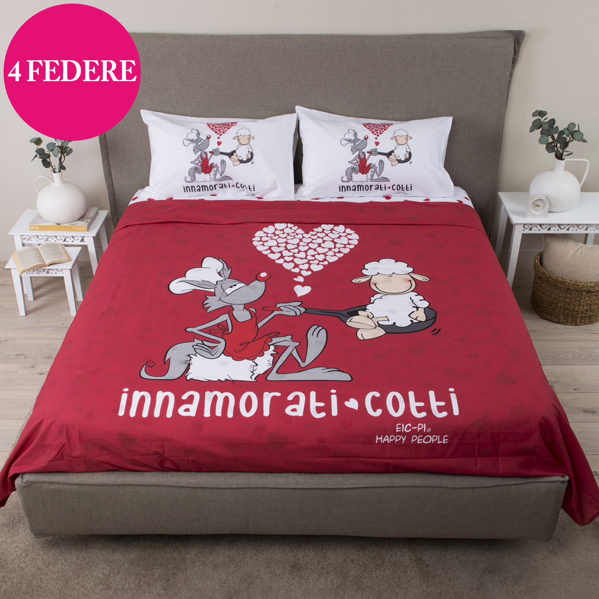 Innamorati Cotti Tagesdecke Laken Set rosso Happy People