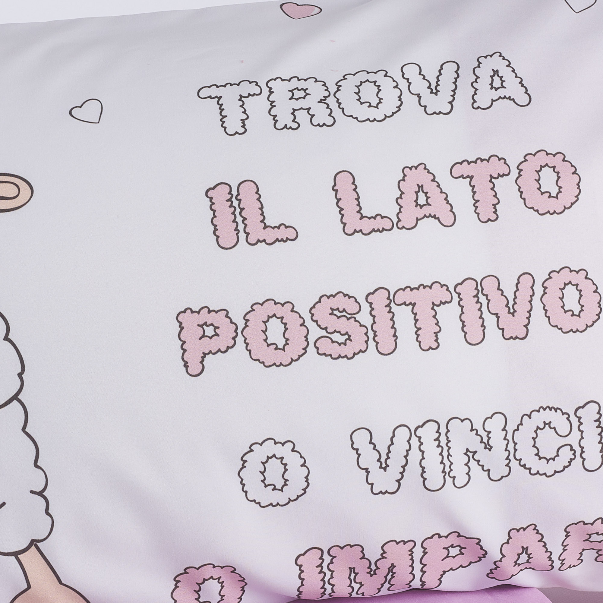 Completo Lenzuola Copriletto Lato Positivo rosa Happy People
