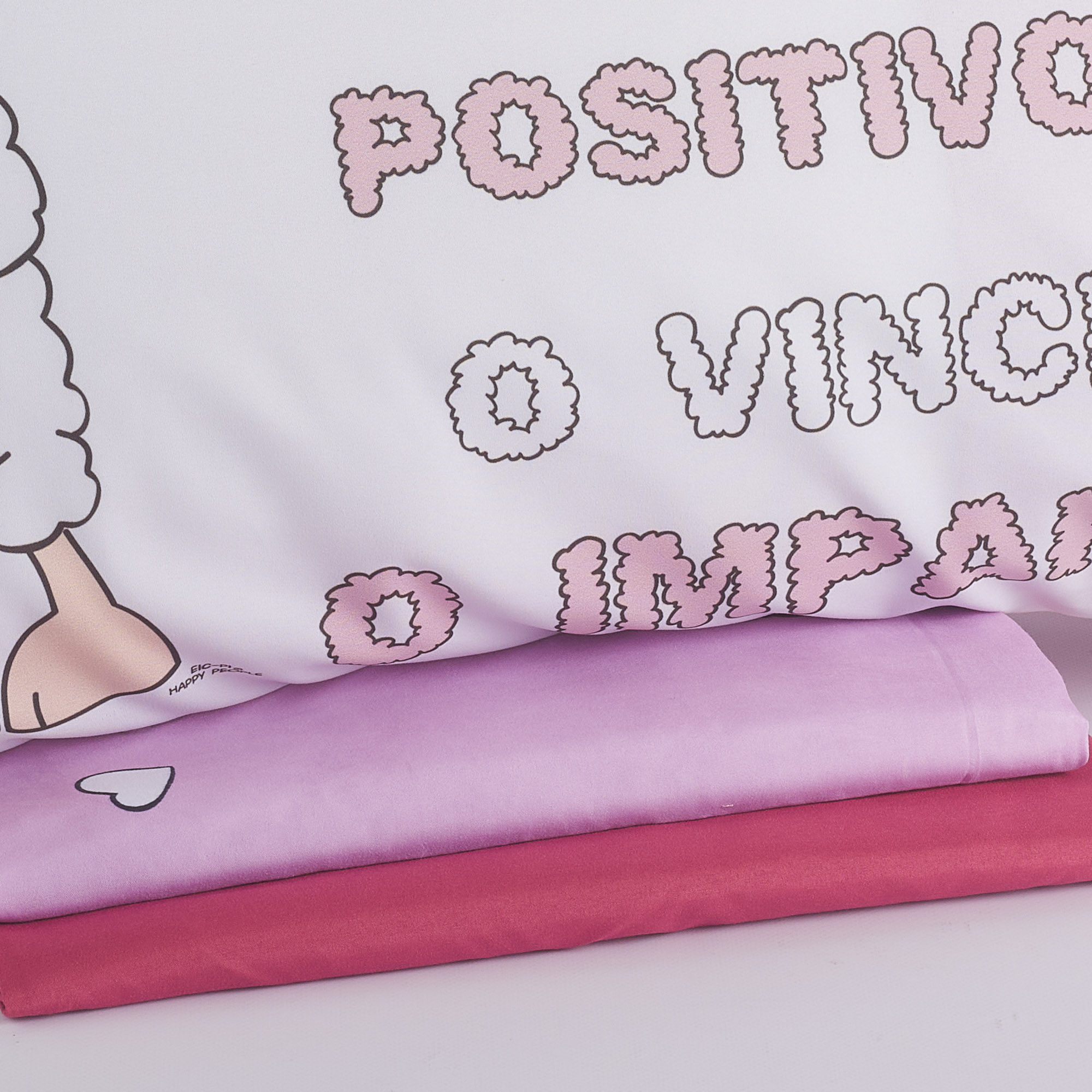 Completo Lenzuola Copriletto Lato Positivo rosa Happy People