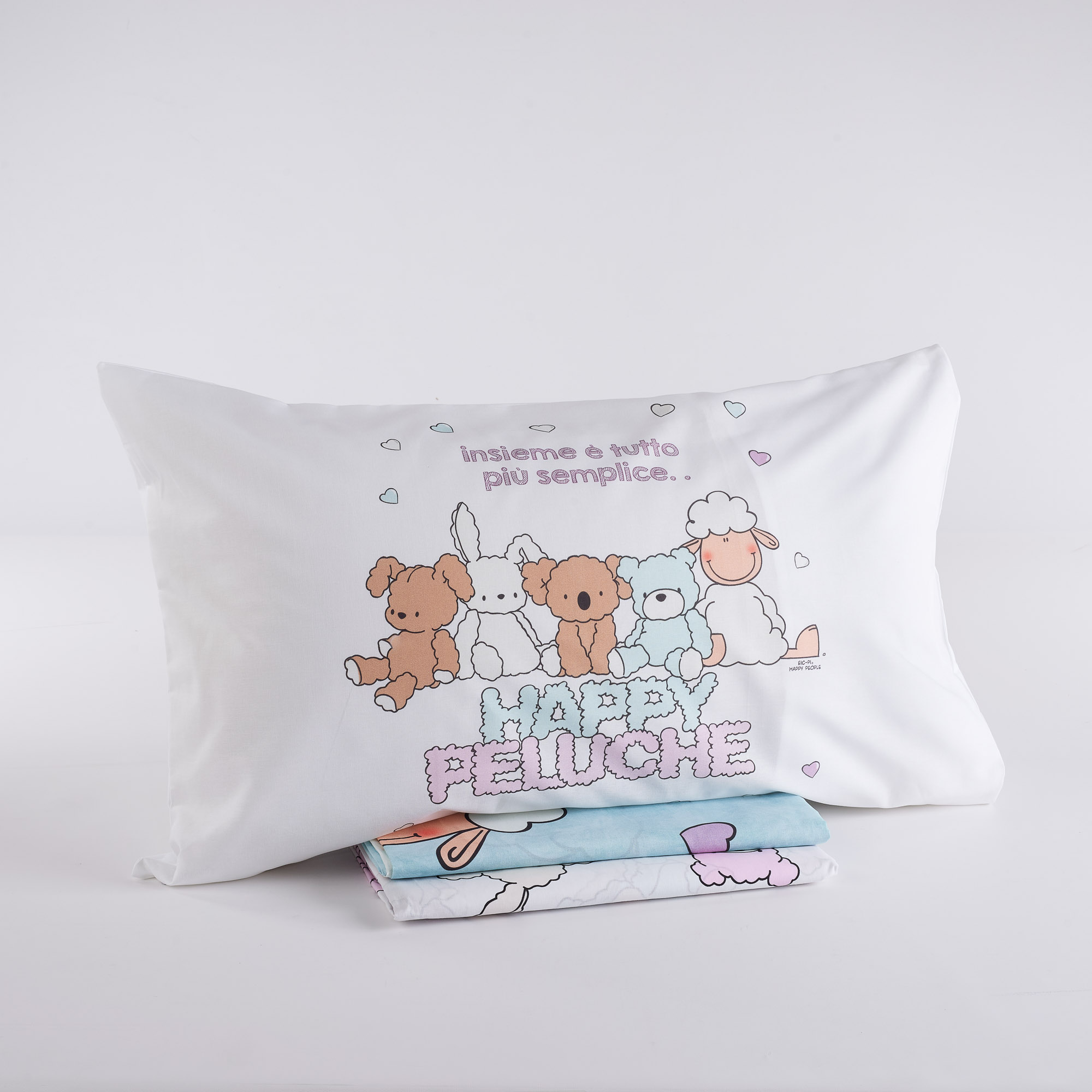 Completo Lenzuola Copriletto Orsetti acqua Happy People
