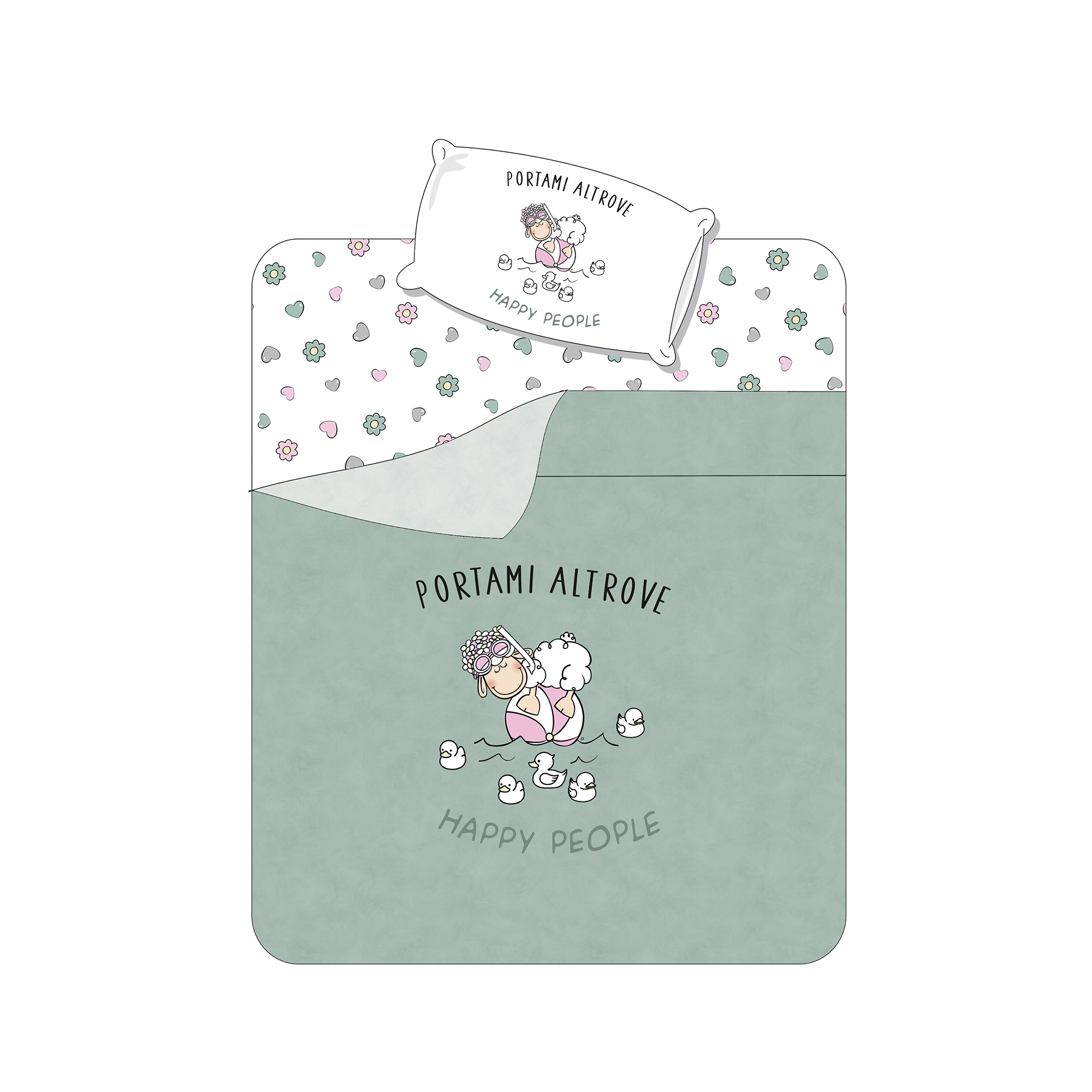 Tagesdecke Laken Set Portami Altrove salvia Happy People