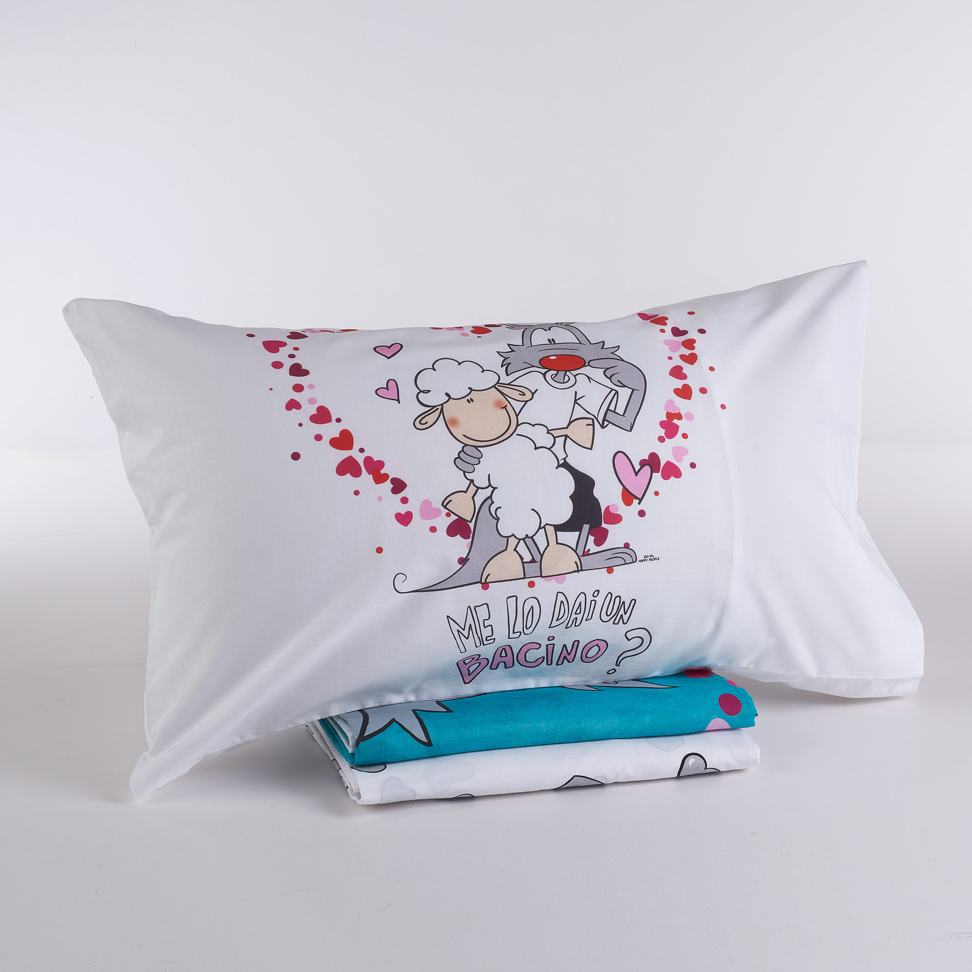 Bed Sheet Set Bedspread One Kiss turchese Happy People