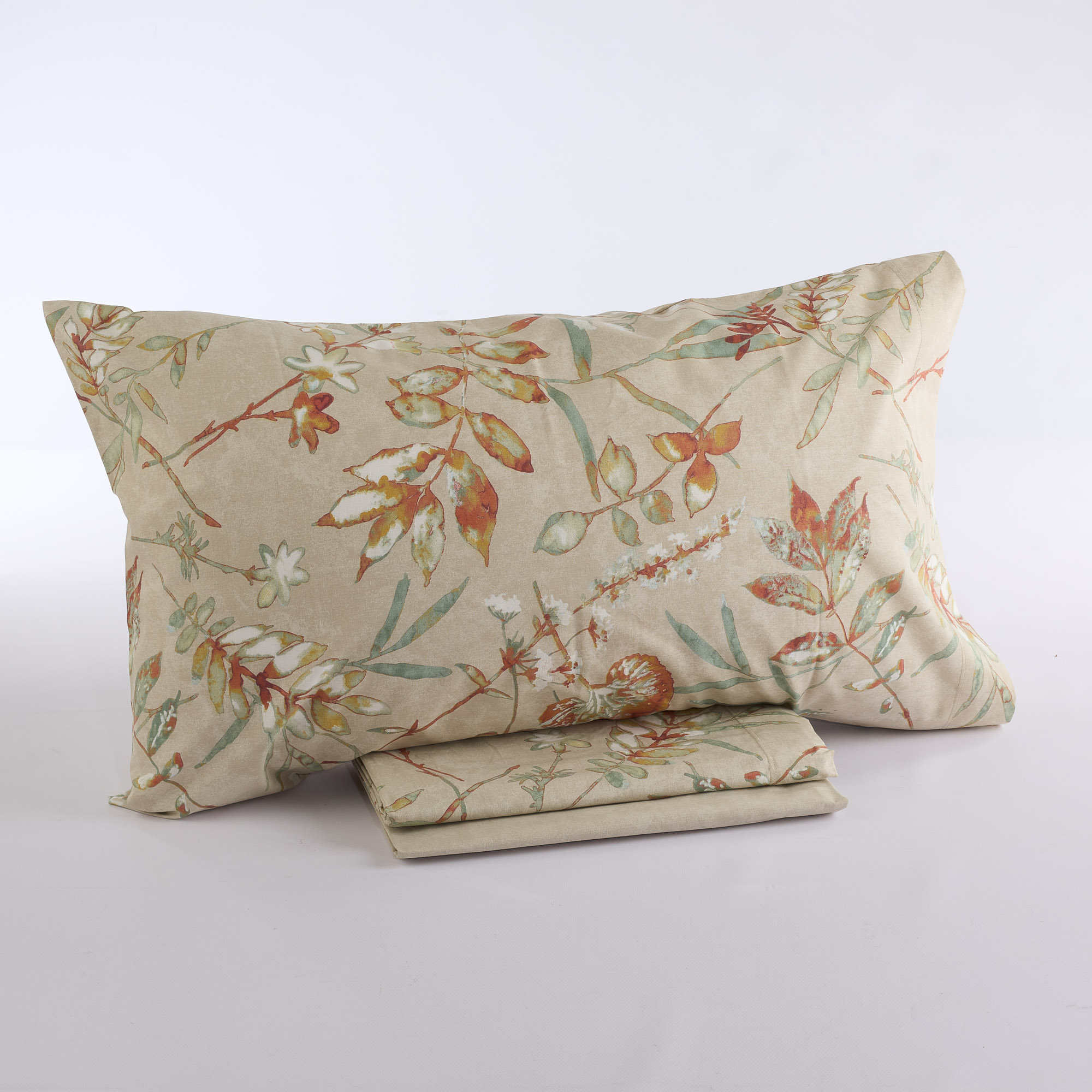 Completo Lenzuola Fogliet in Cotone beige Maè