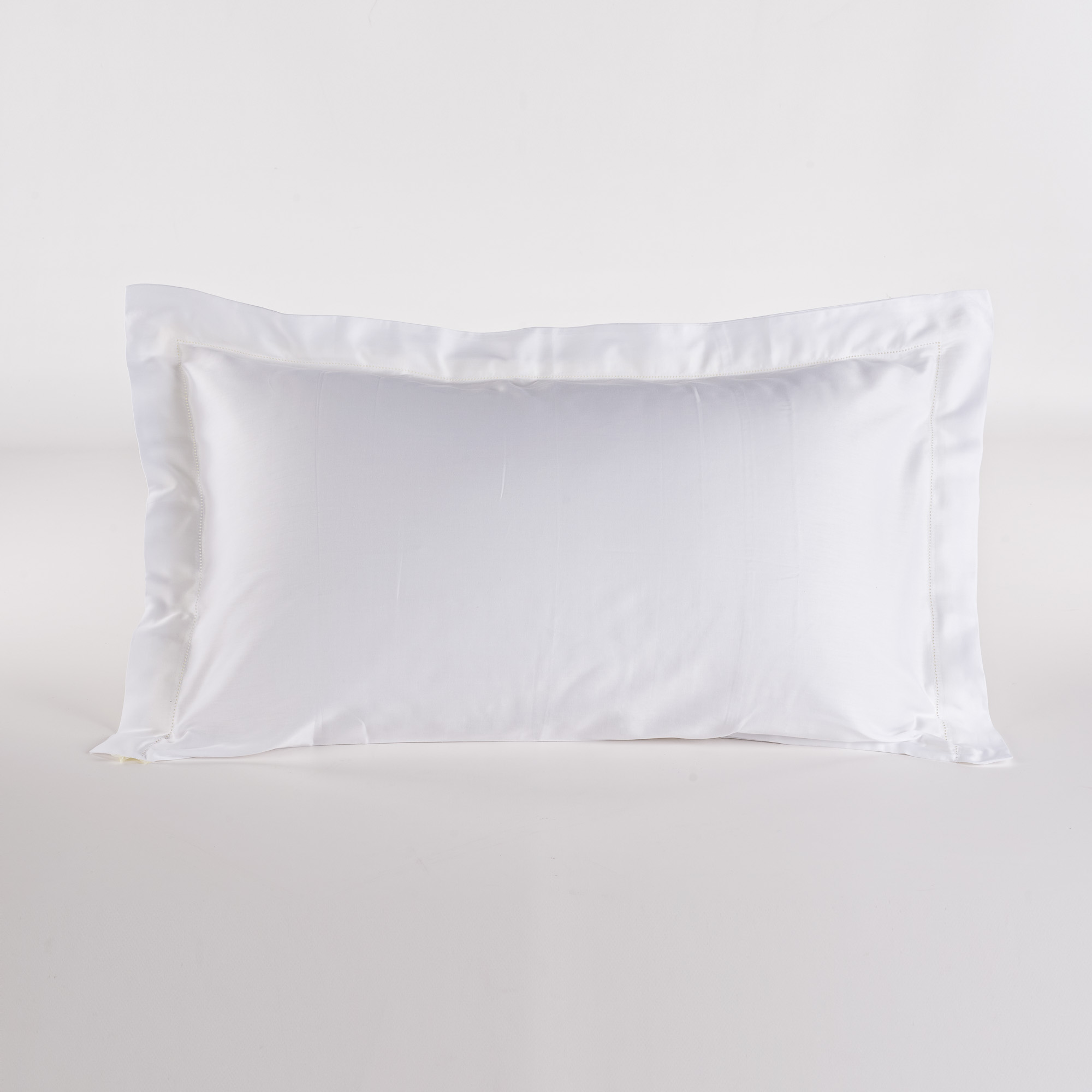 Pillowcase With Ajoure Chantal in White Satin bianco Via Roma 60