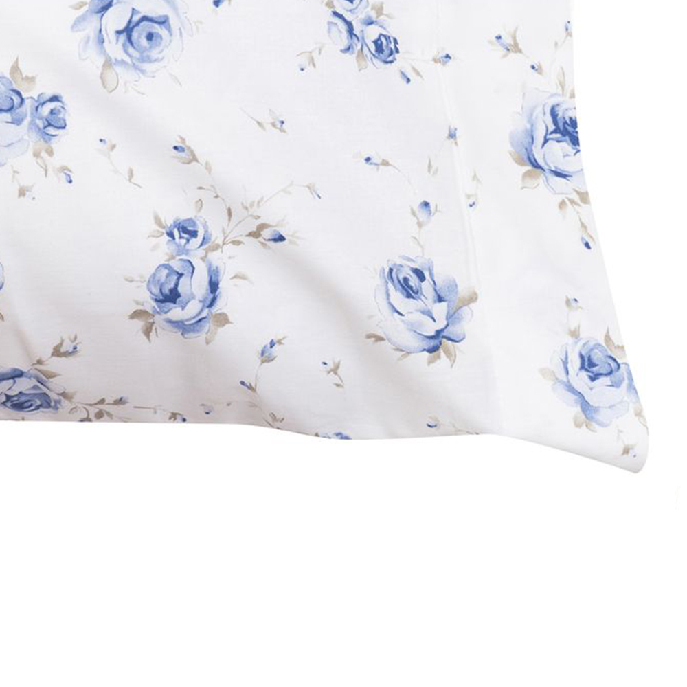 Single Oxford Flower Blue Pillowcase blu Maè