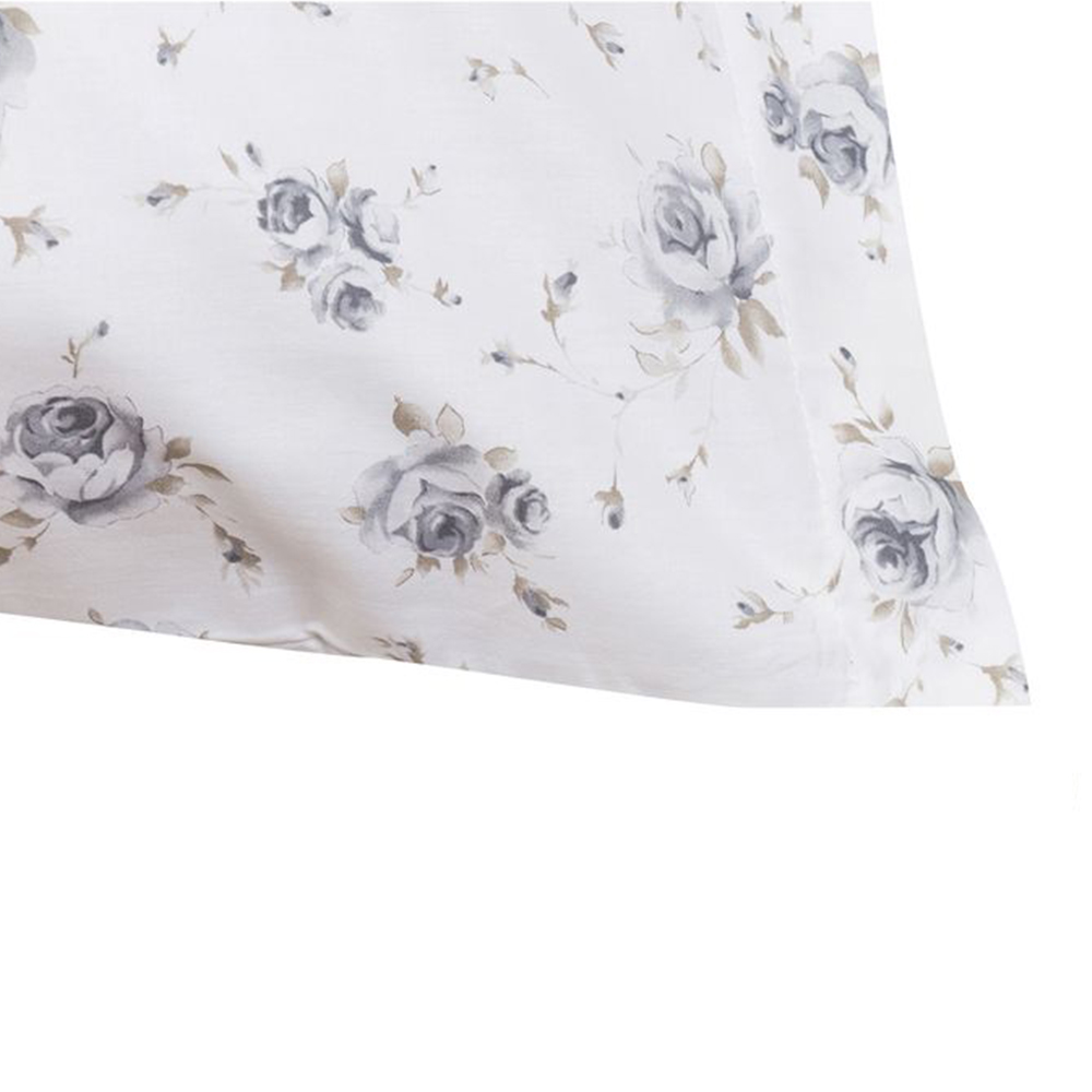 Grey Flower Oxford Single Pillowcase grigio Maè