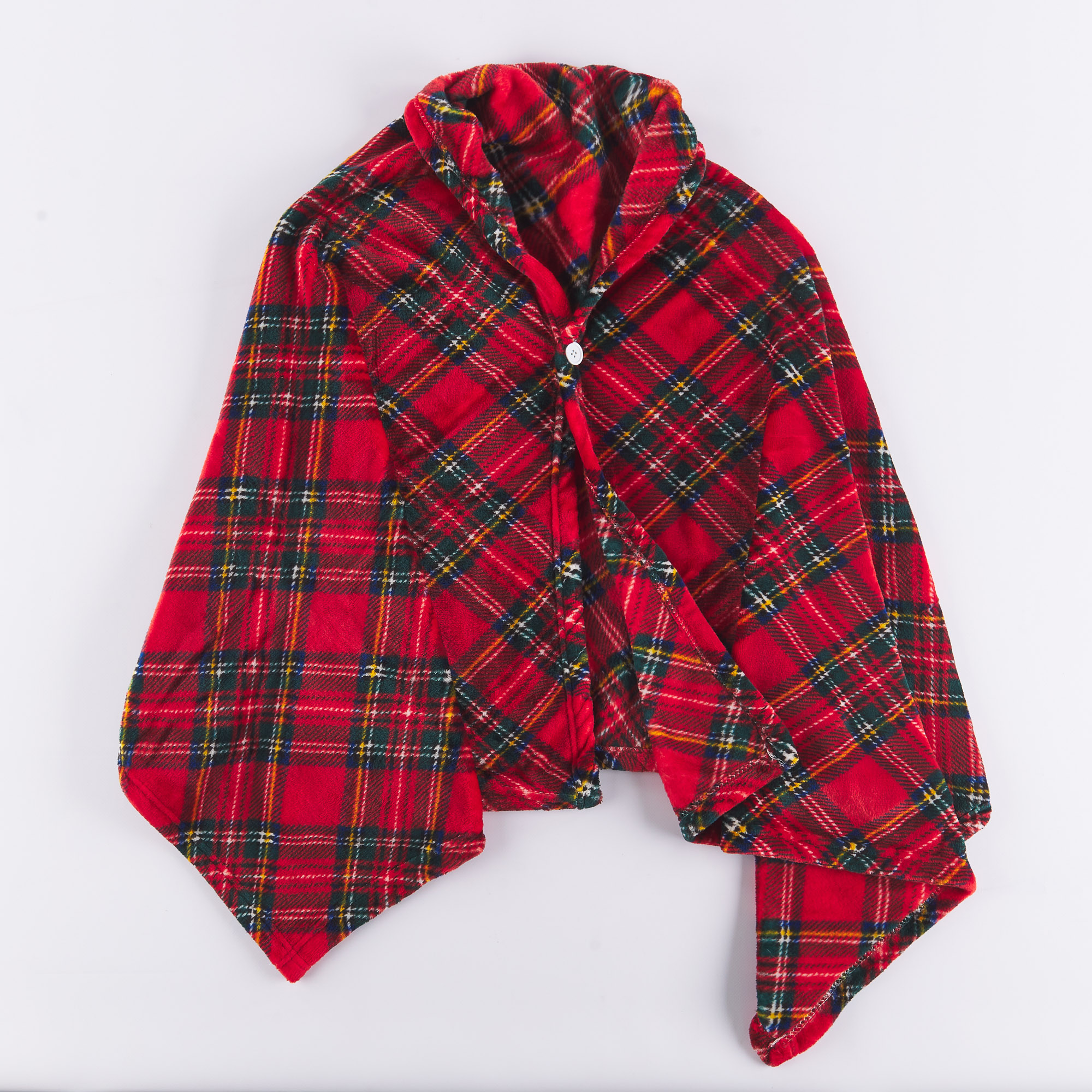 Cape With Scottish Tartan Button rosso Maè