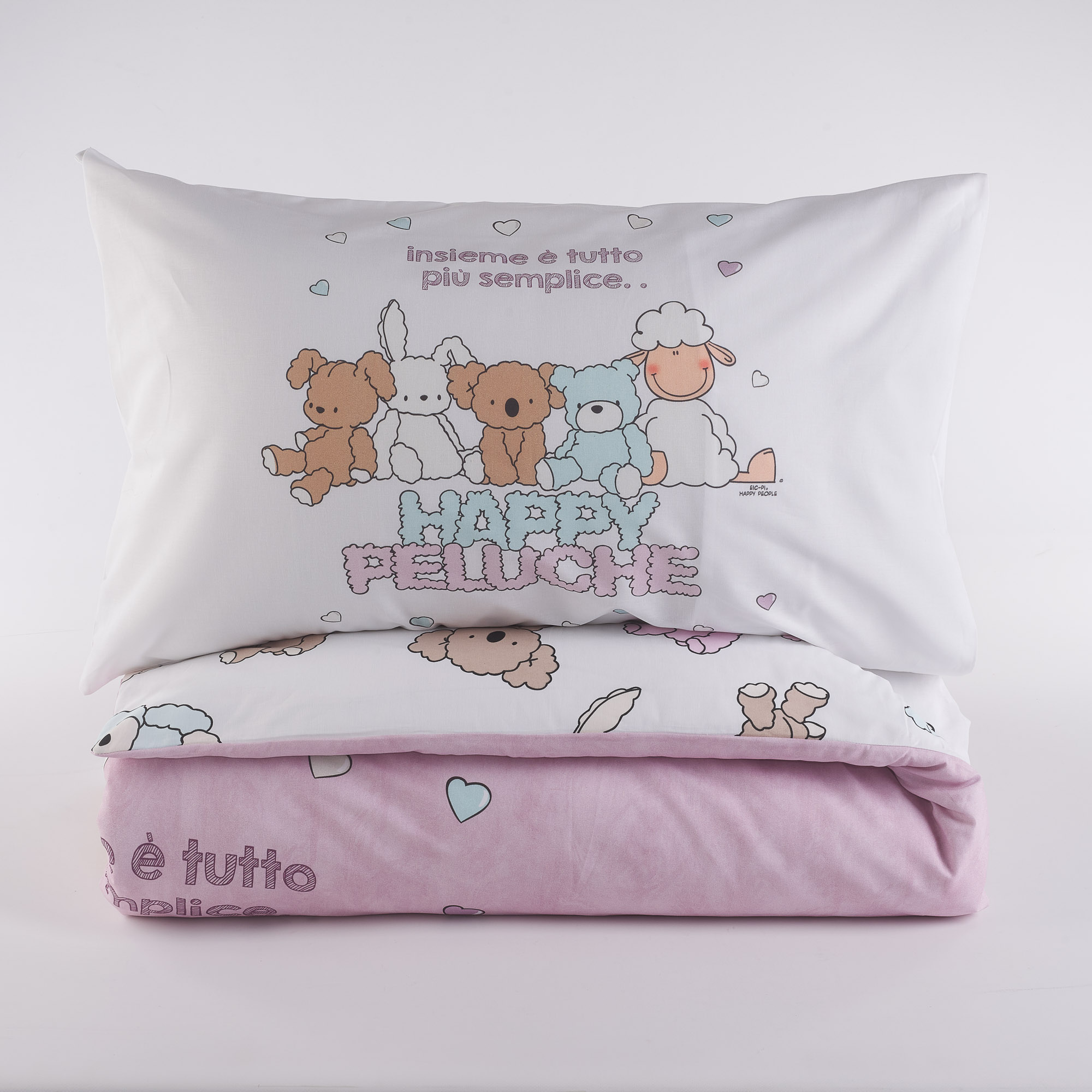 Teddybär-Bettbezugsset rosa Happy People