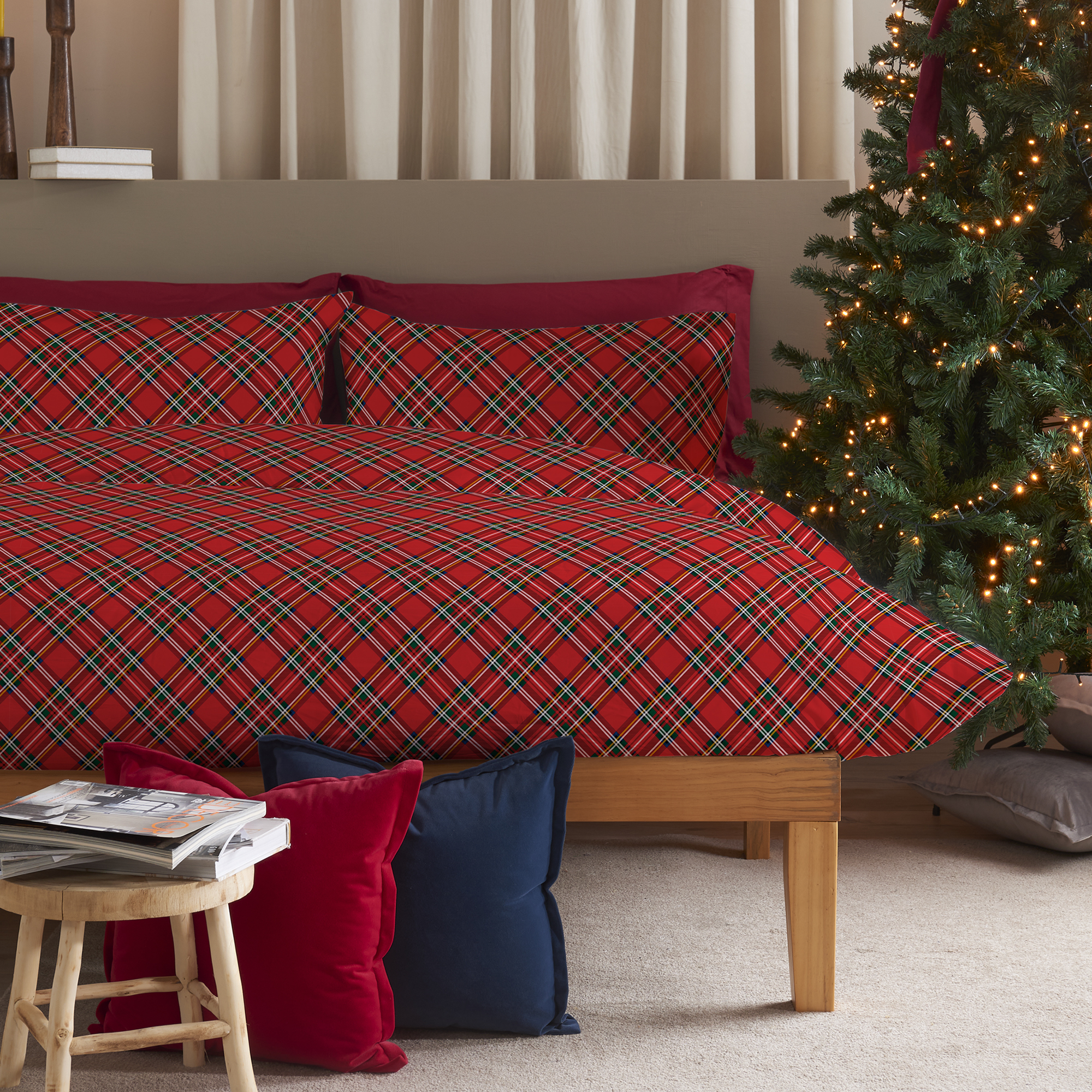 Scottish Tartan Duvet Cover Set bianco Maè