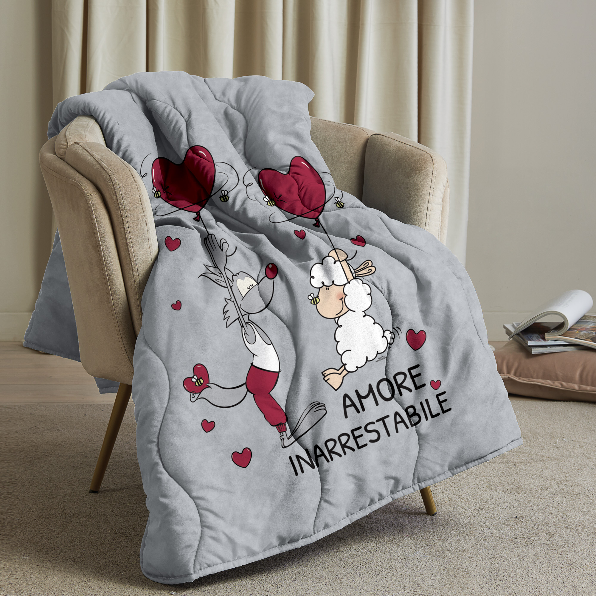 Piumotto vellutato Amore Inarrestabile grigio Happy People
