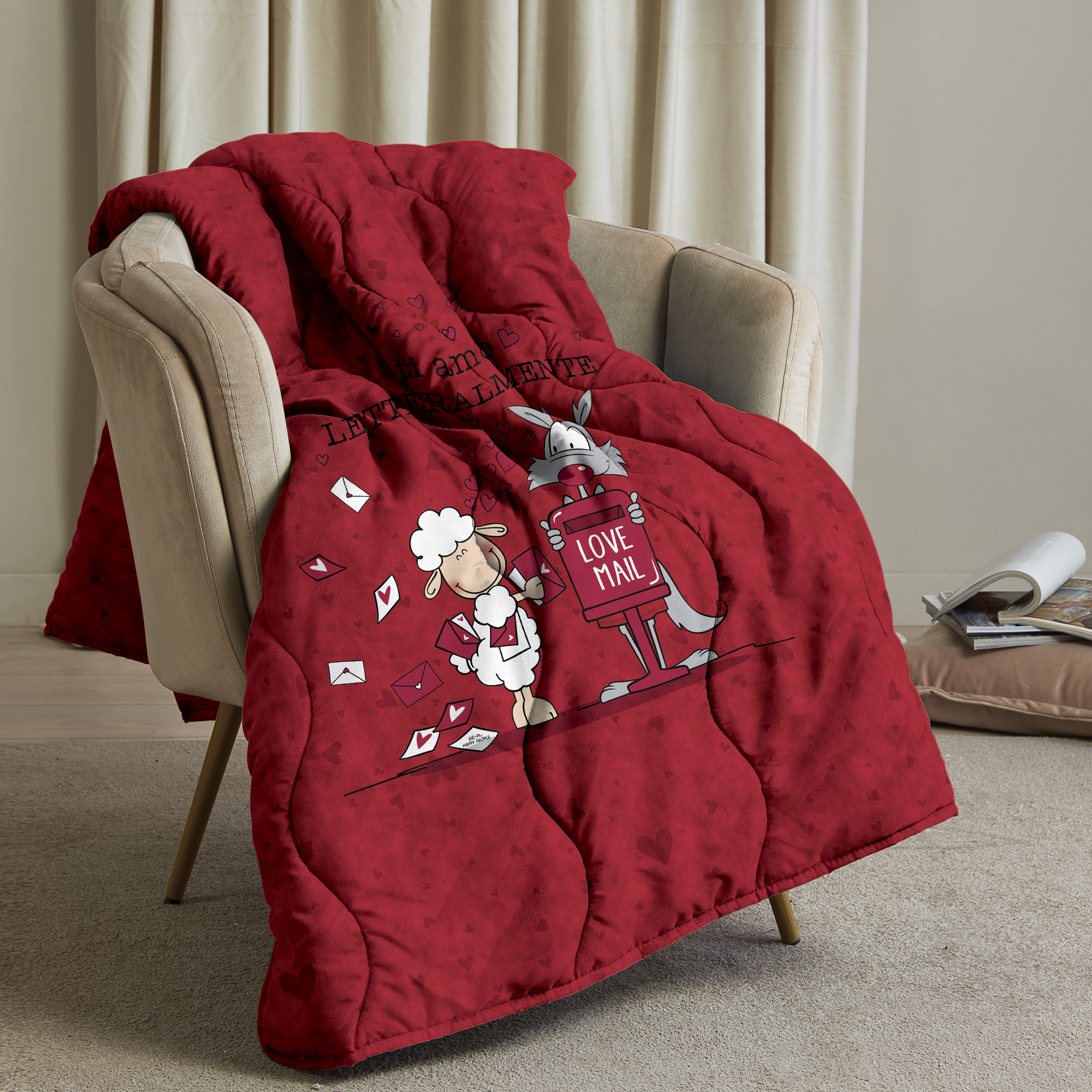 Velvety quilt I literally love you rosso Happy People