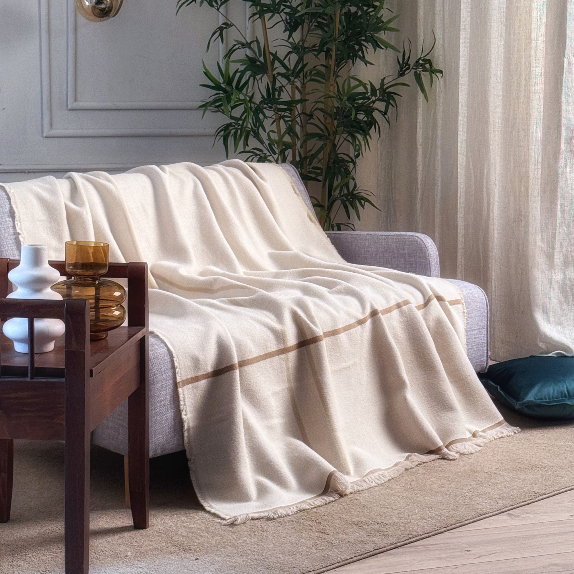 Plaid Manta Riga Beige beige La Casa Italiana