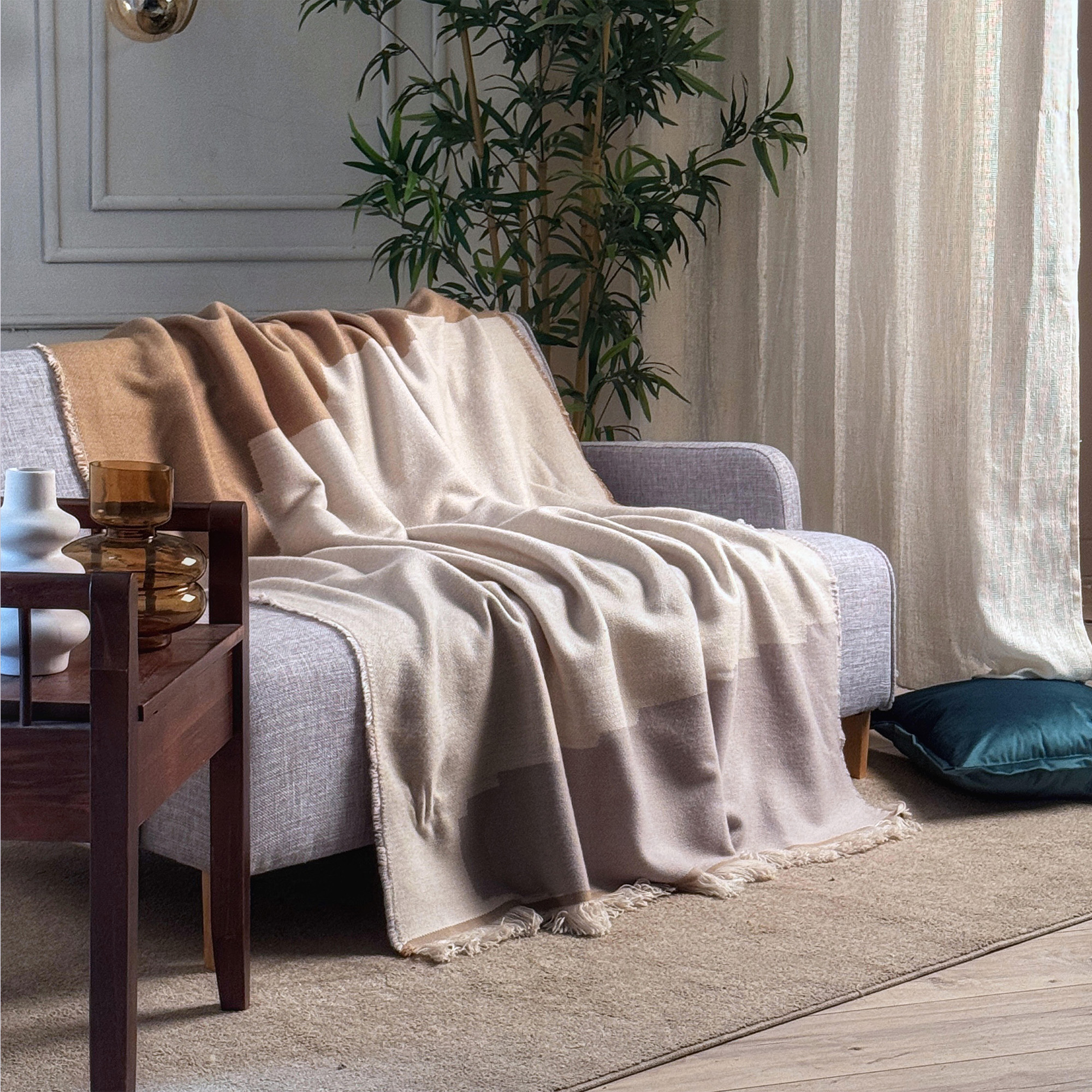 Plaid Manta Bicolor Beige beige La Casa Italiana