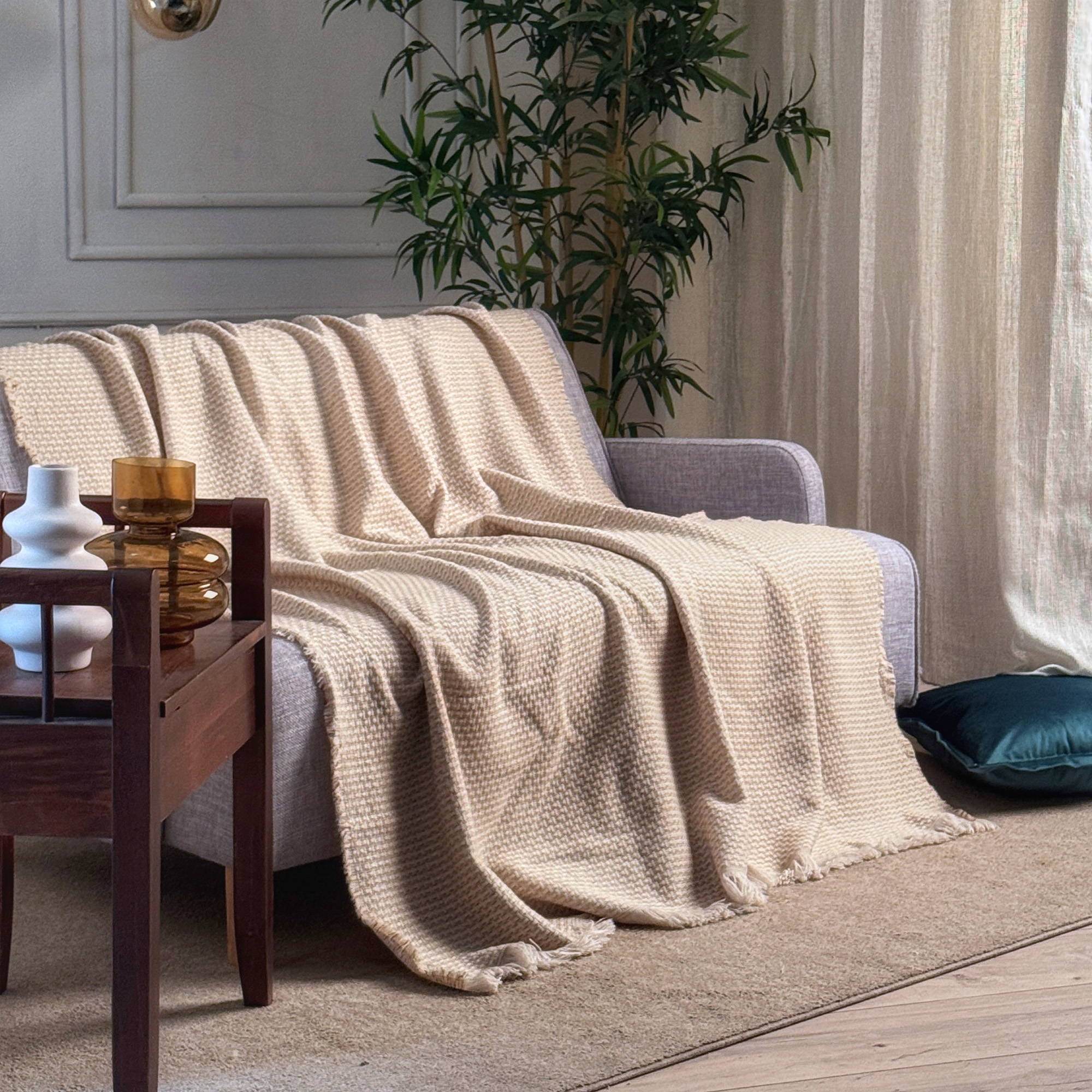 Plaid Manta Geometrico Beige beige La Casa Italiana