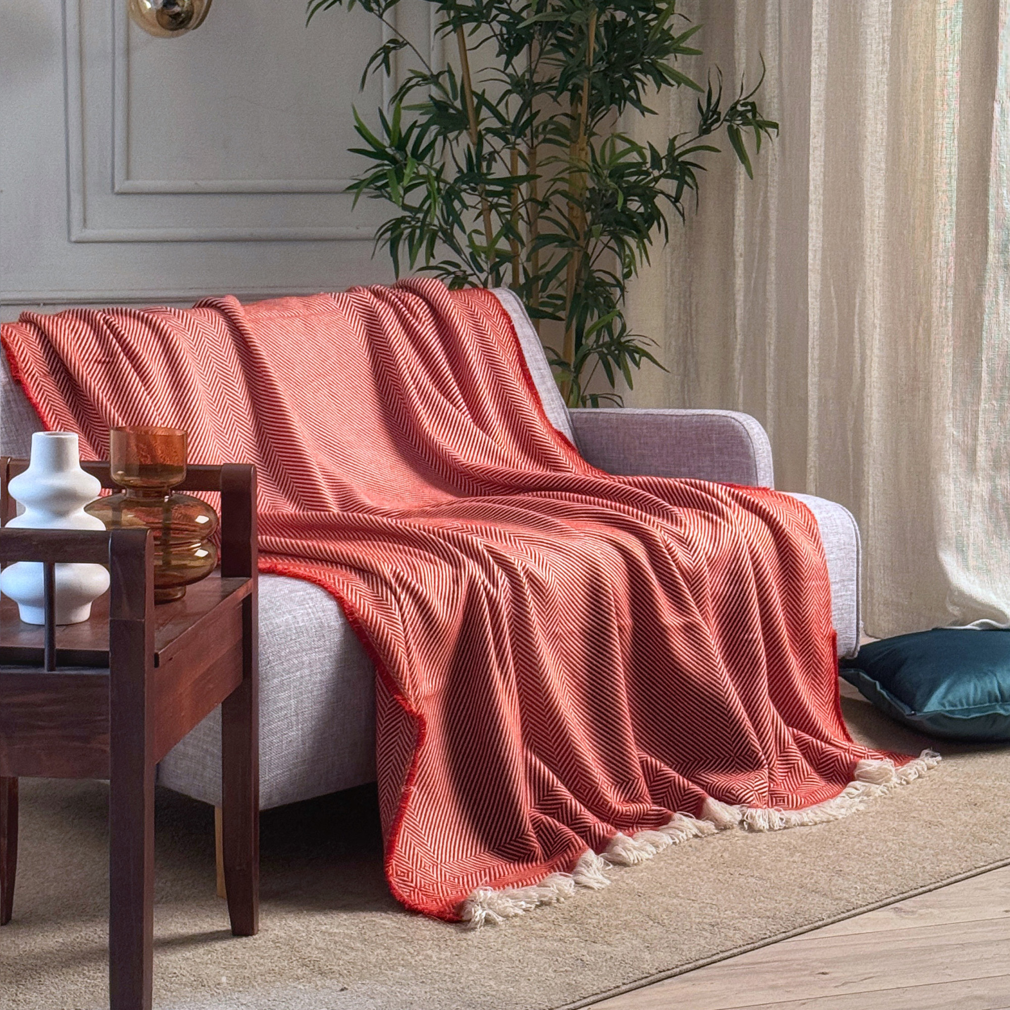 Plaid Manta Geometrico Rosso rosso La Casa Italiana