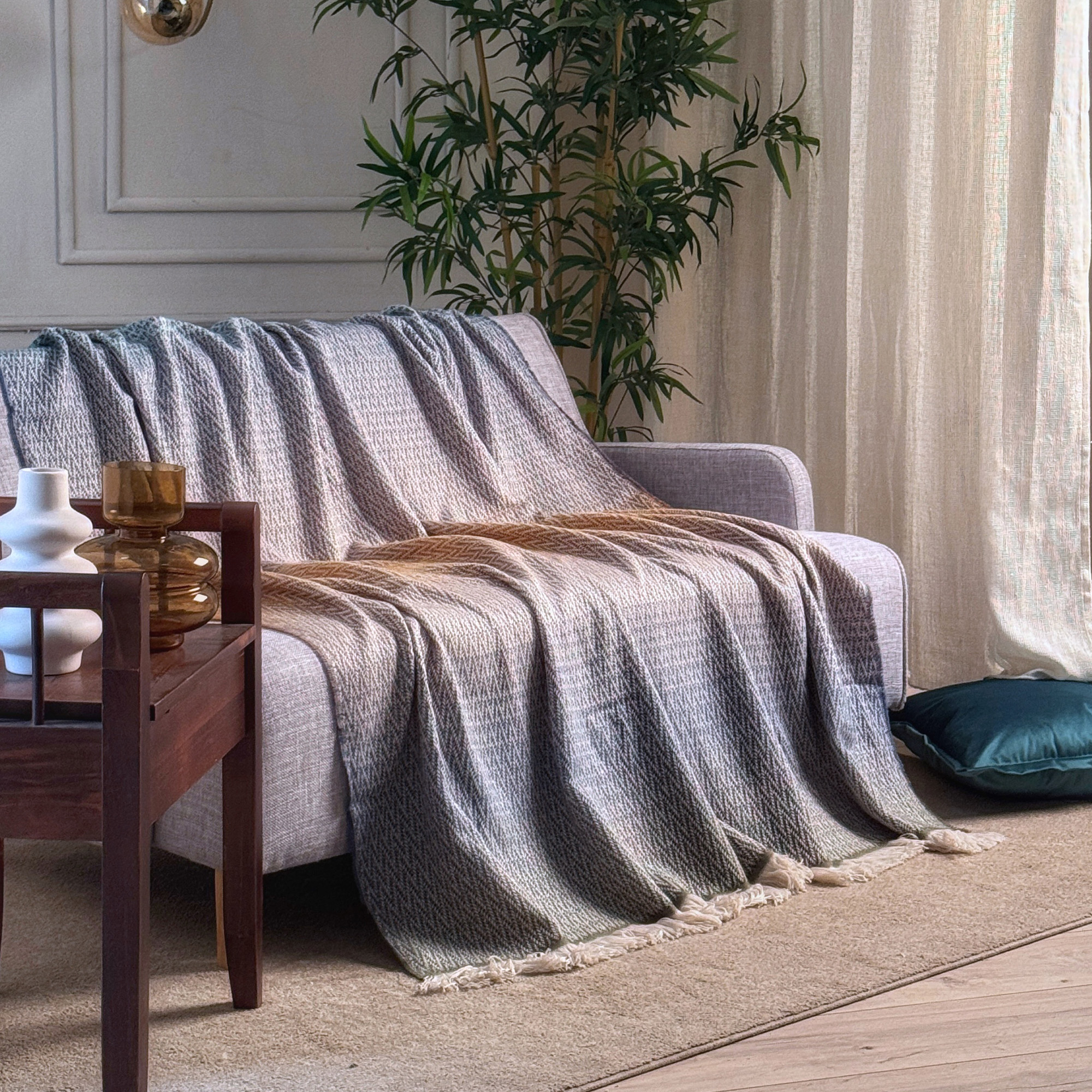 Plaid Manta Zig Zag Azzurro azzurro La Casa Italiana