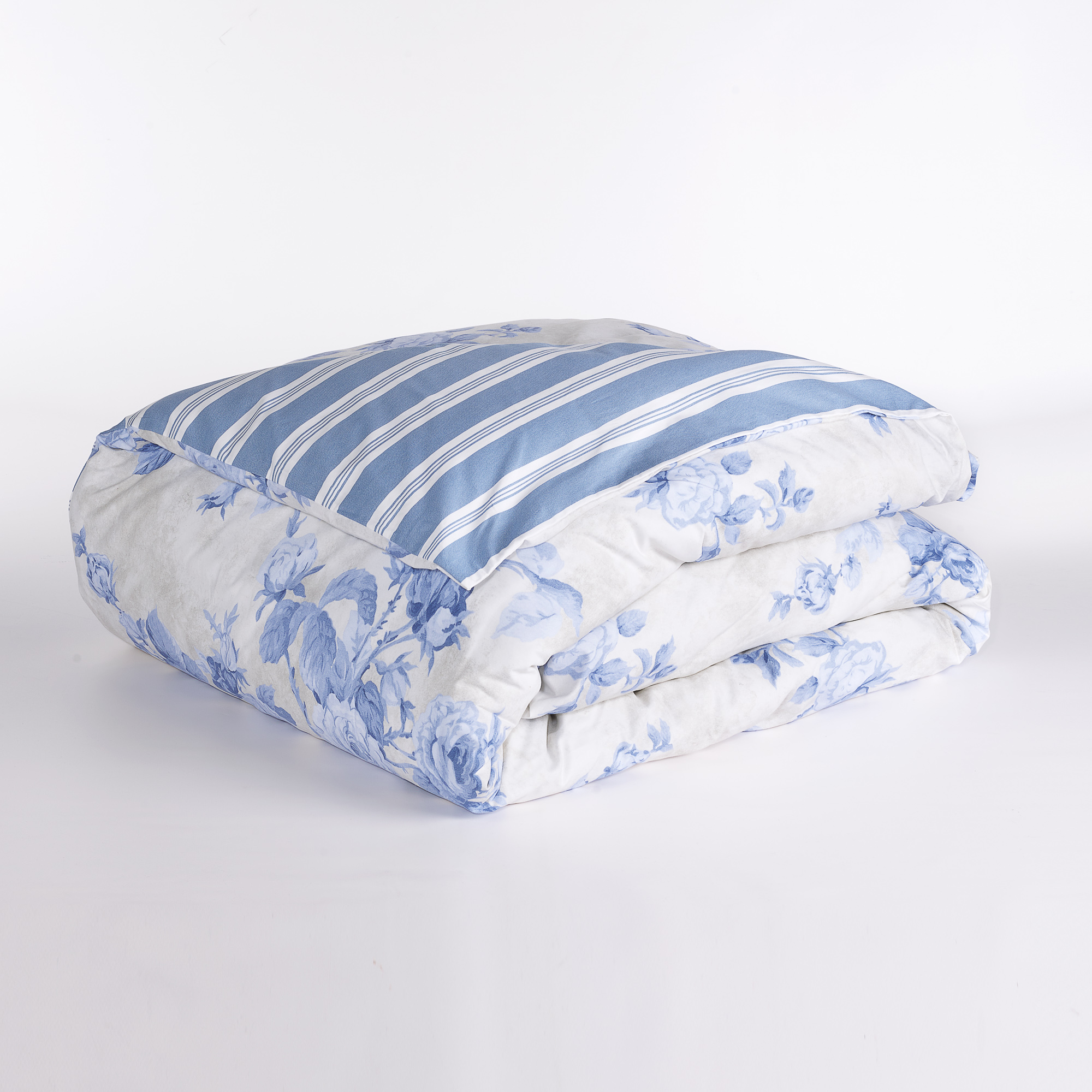 Furn. Coralina Set Copripiumino Singolo Blu Con Palme Tropicali – Double Face, Motivo Floreale E Foglie, 100% Poliestere
