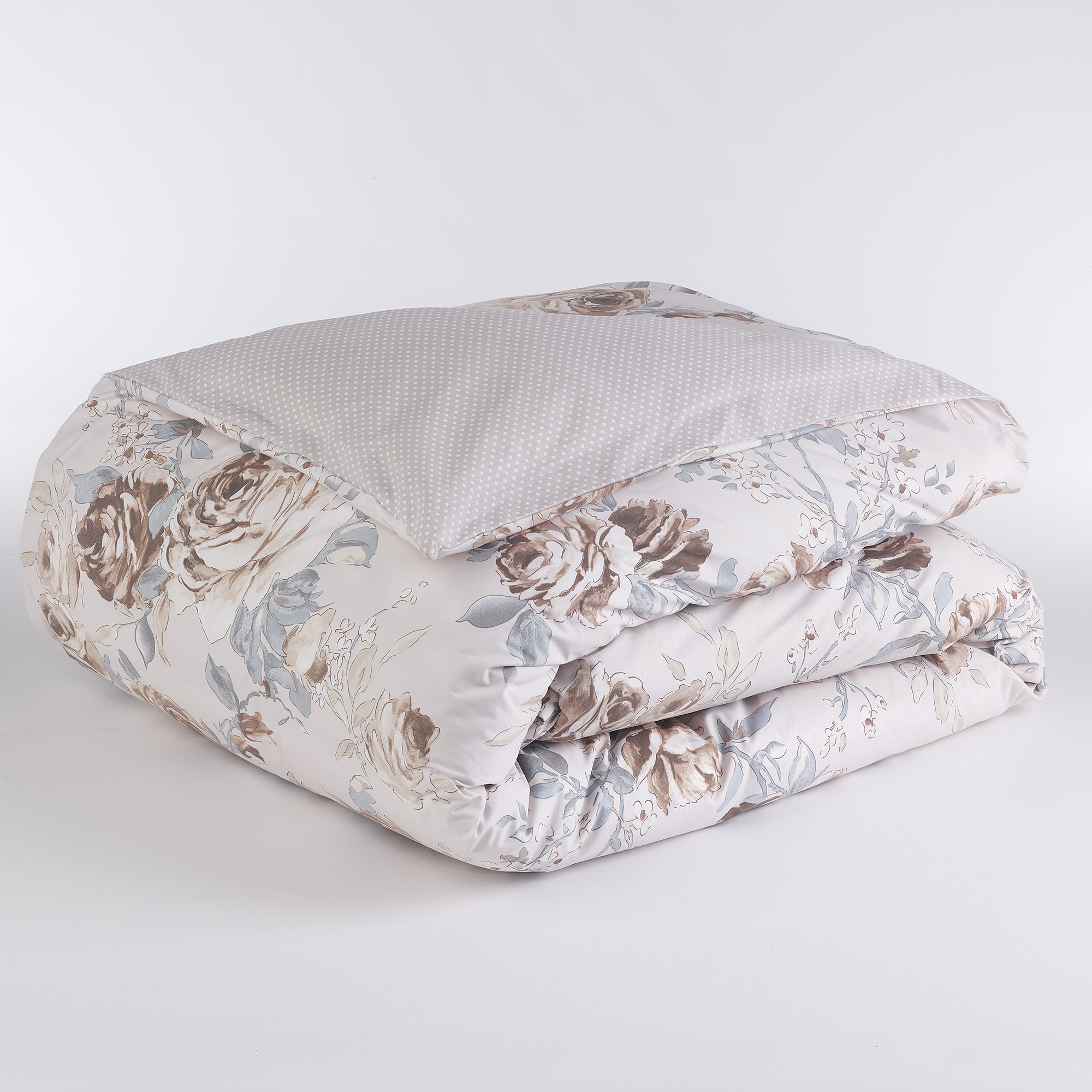 Double Face Oxford Blume große Polka Dot Bettbezug Tasche Beige beige Maè