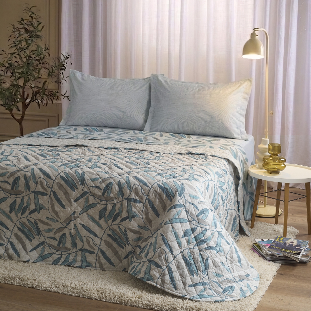 Amira Charming Light Blue Quilted Bedding Set azzurro Maè