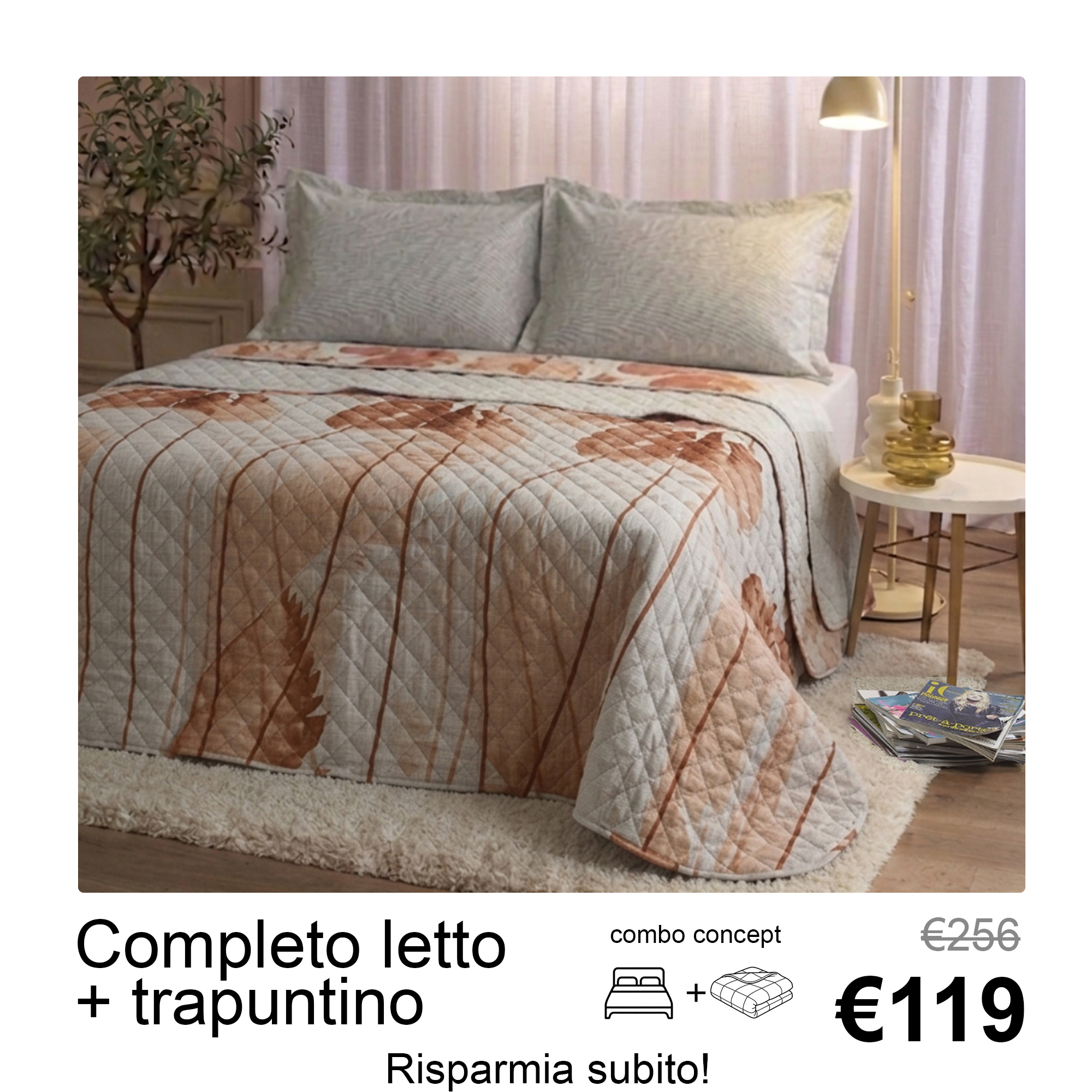 Комплект стеганого постельного белья Incanto Red Leaf rosso Maè