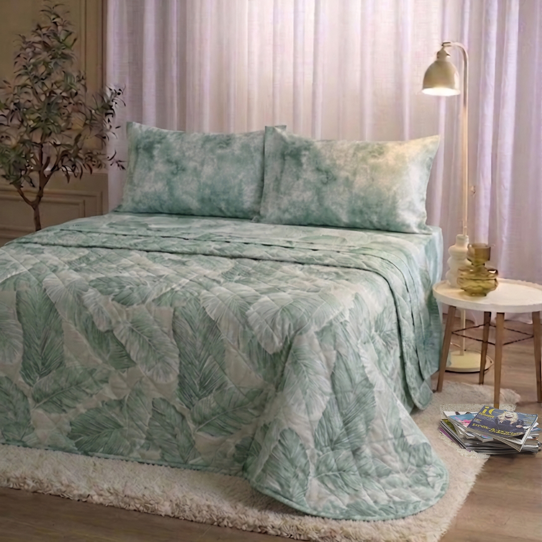 Set Completo Letto con Trapuntino Sary Verde Incanto verde Maè