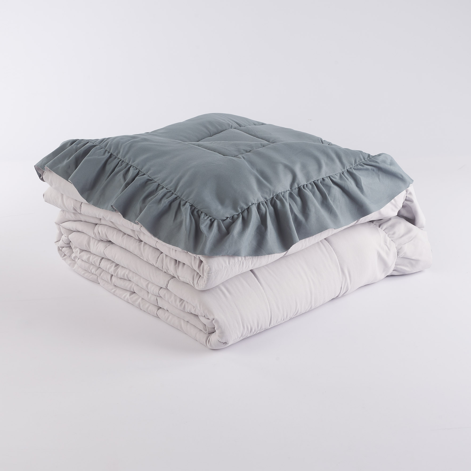  Trapuntella Orietta Double Faces con due volani grigio Maè