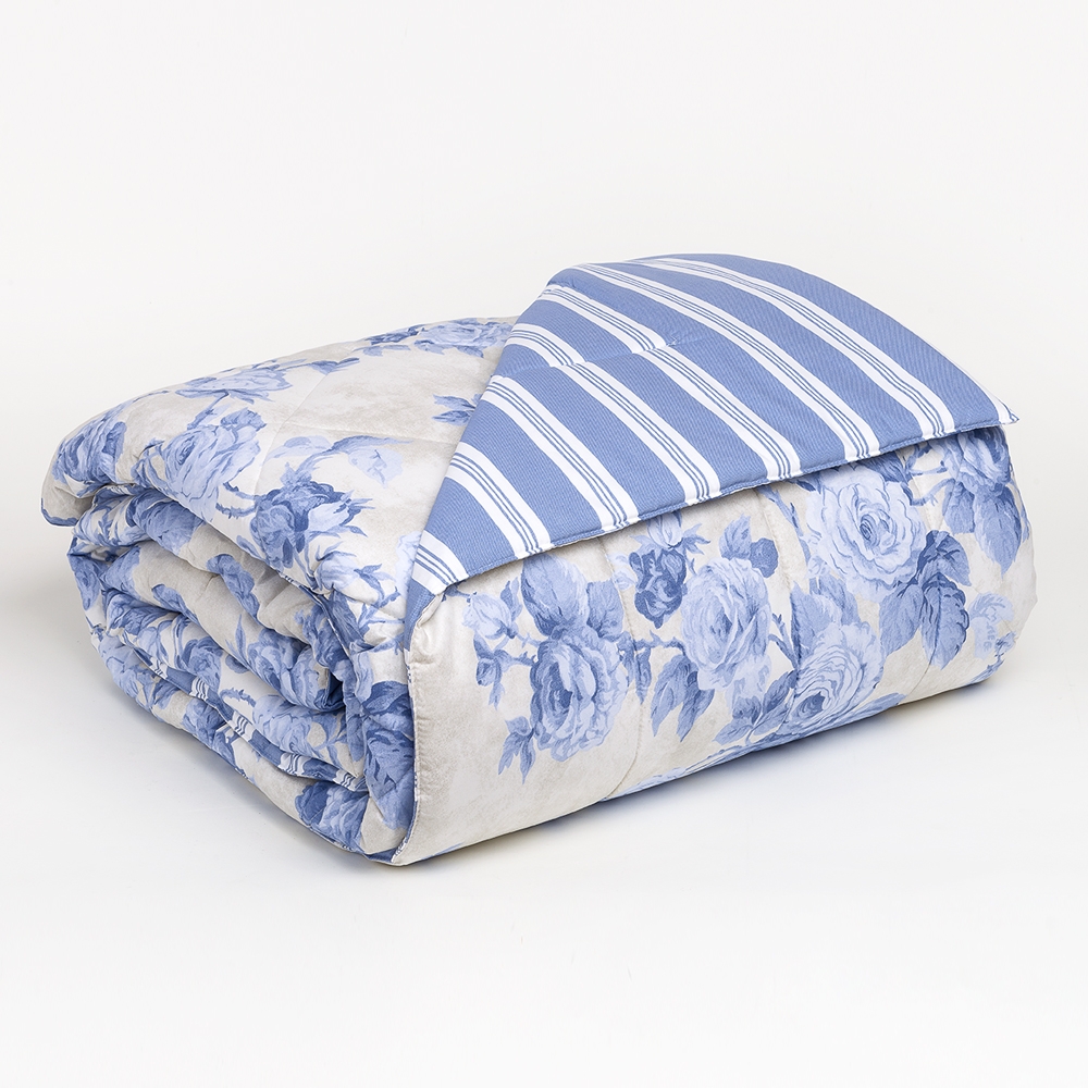 Большое оксфордское одеяло с голубыми цветами blu Maè