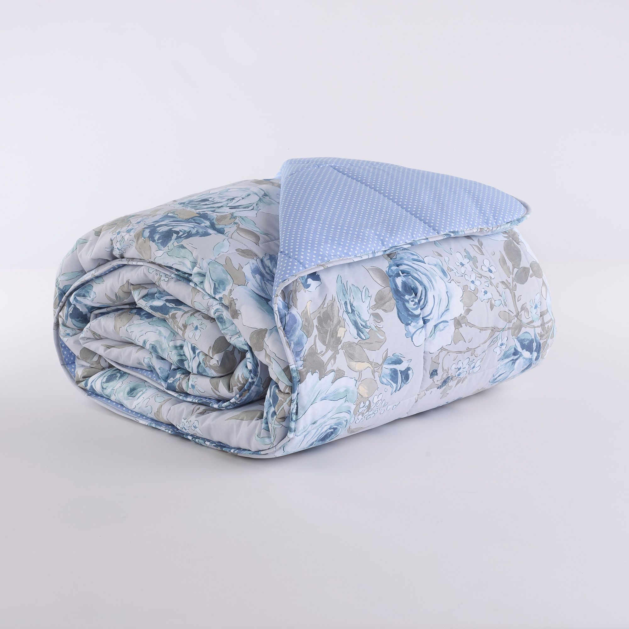 Große Blume Oxford Steppdecke Blau blu Maè