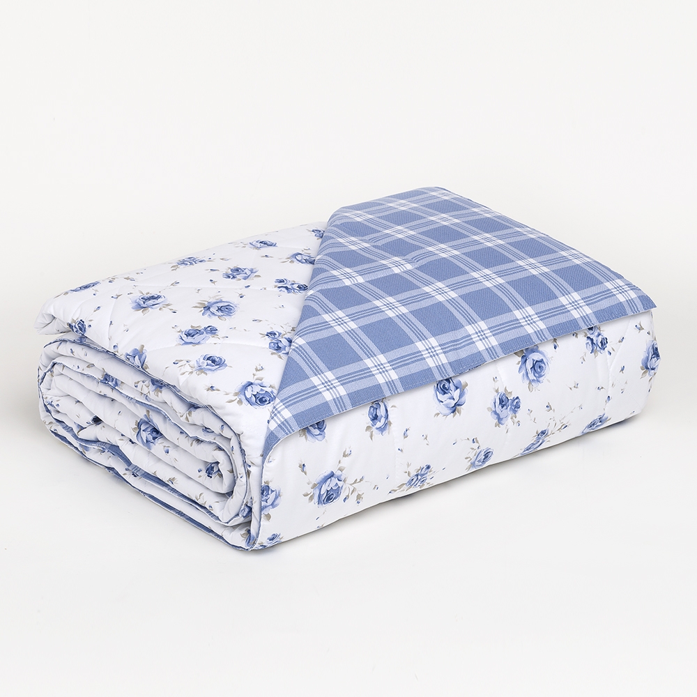 Steppdecke Quilt Oxford Blau Großes Quadrat - Blume blu Maè