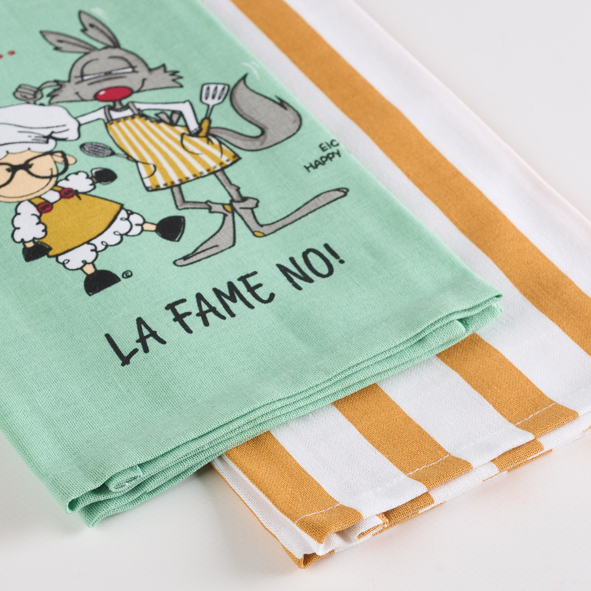 Pair of Fame tea towels multicolor Happy People