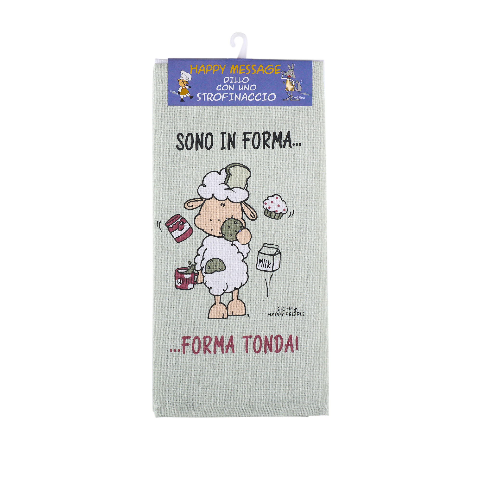 Pair of Round Shape Tea Towels multicolor Happy People