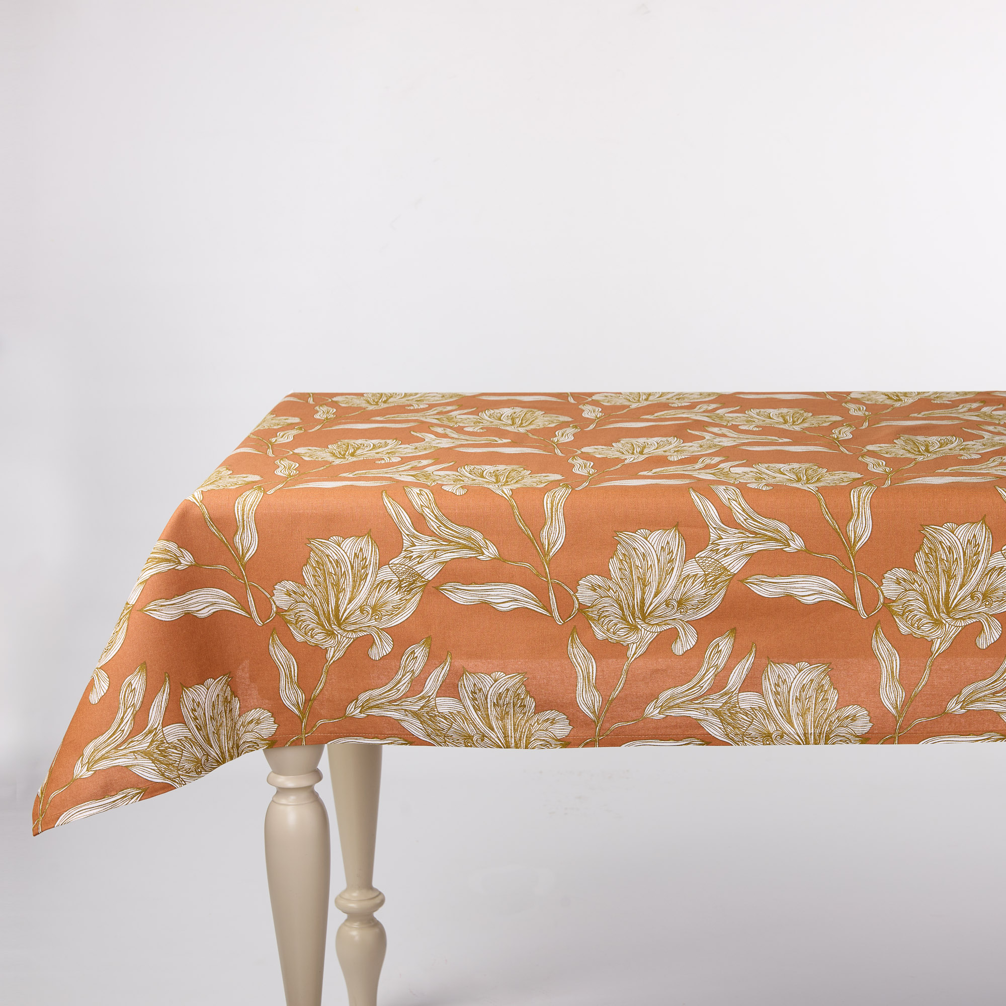 Claudia Tablecloth in Panama Flower Brick mattone Casa Giulia