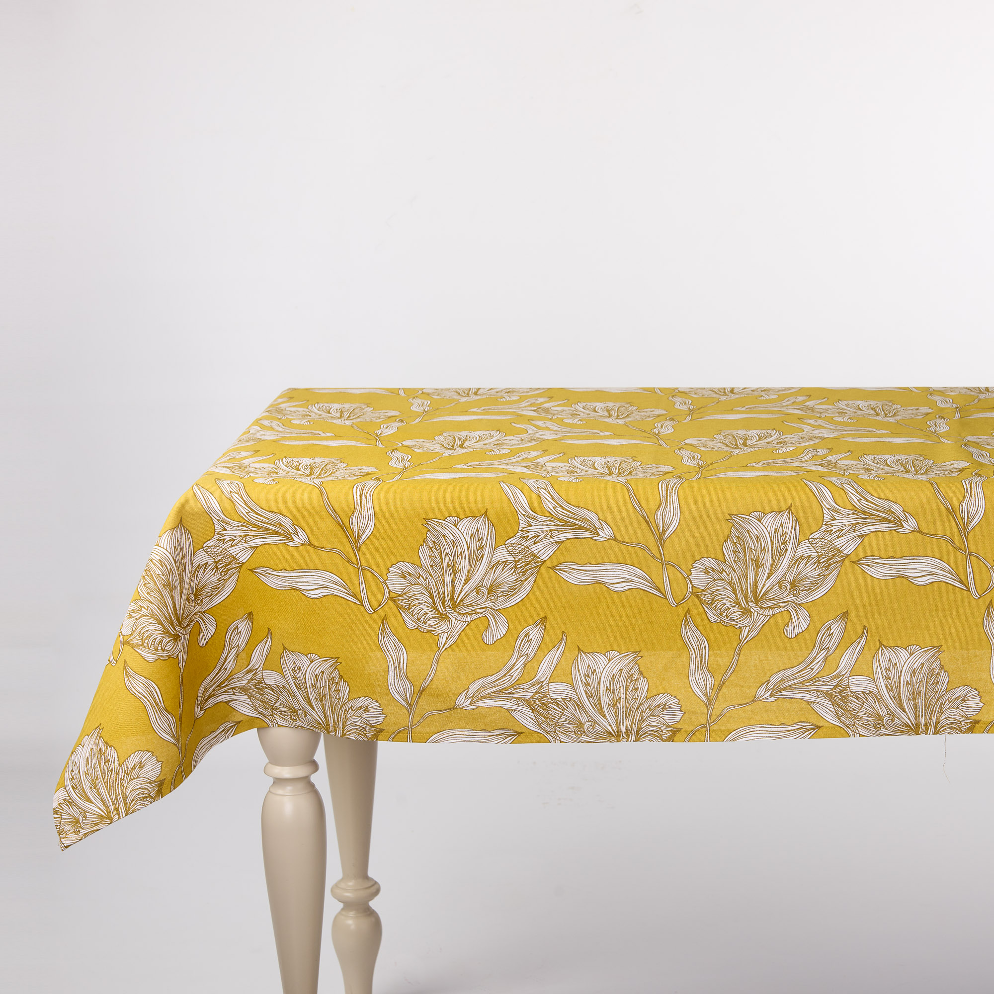 Claudia Tablecloth in Panama Mustard Flower senape Casa Giulia