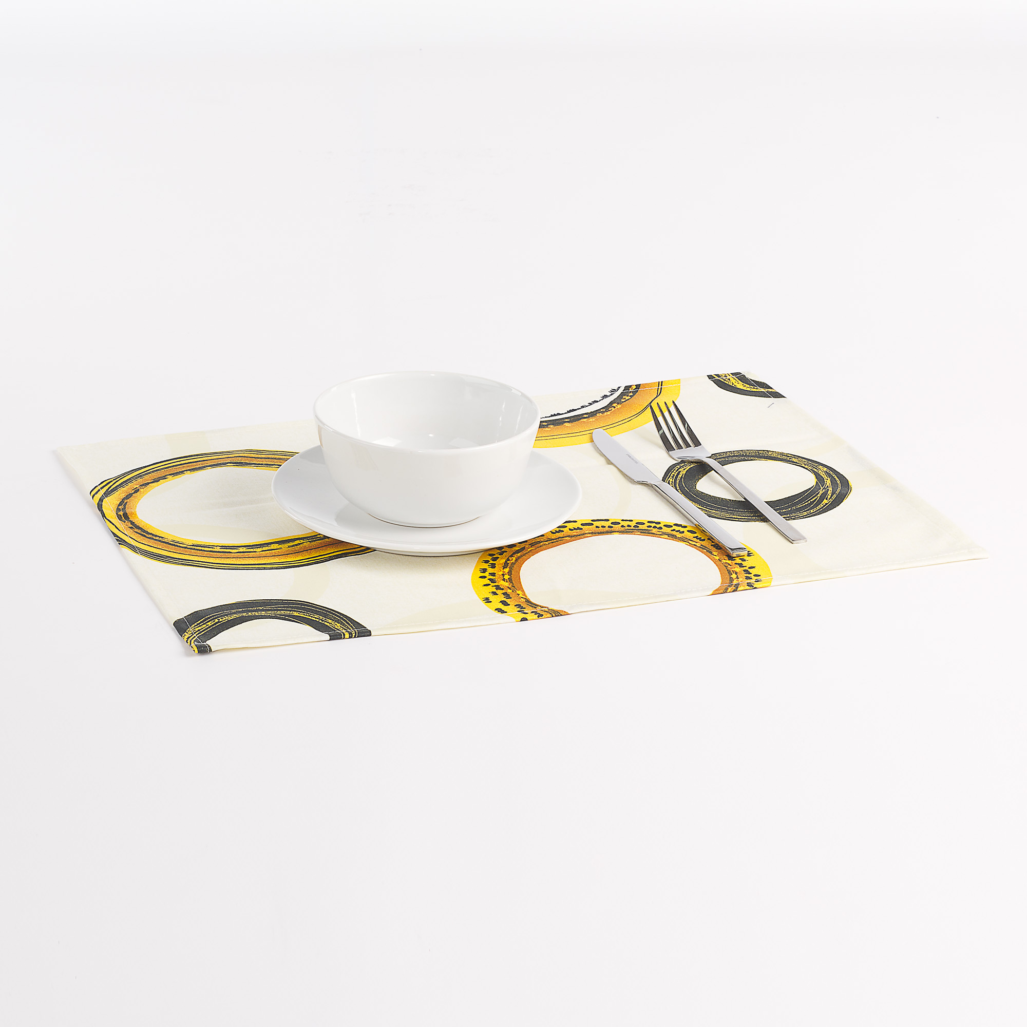 Resin-coated breakfast placemat yellow circles giallo Maè
