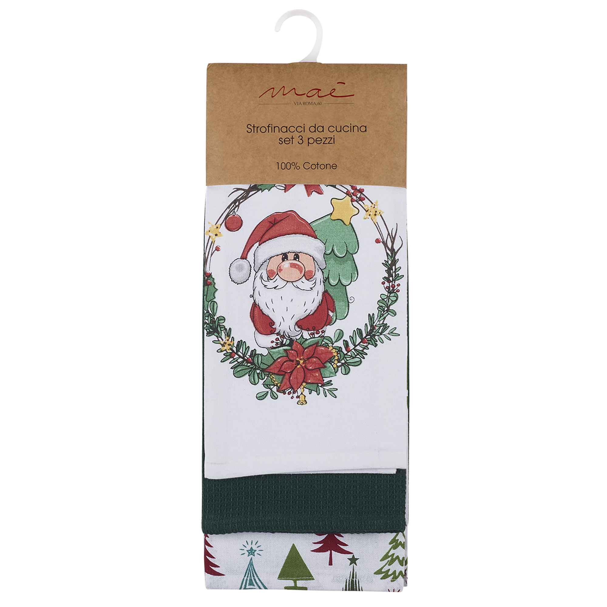 Drei Xmas Time Santa Claus Girlande Geschirrtücher multicolor Maè