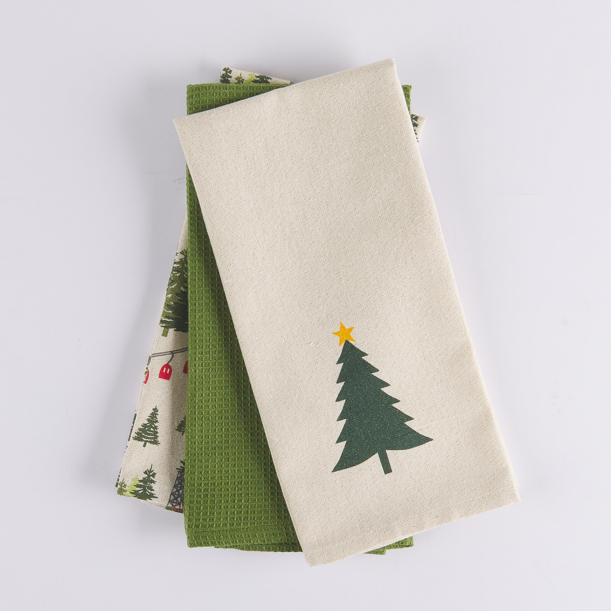 Trio of Xmas Time Christmas Tea Towels Spruce multicolor Maè